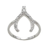 Clever Rhodium Finished Wishbone Ring with CZ Sparkle | Wholesale Sterling Silver Rings - Jewelry