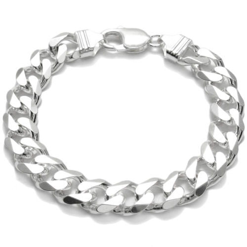 Sterling Silver 11mm Cuban Link Chain Bracelet, 2 Lengths. Wholesale ...