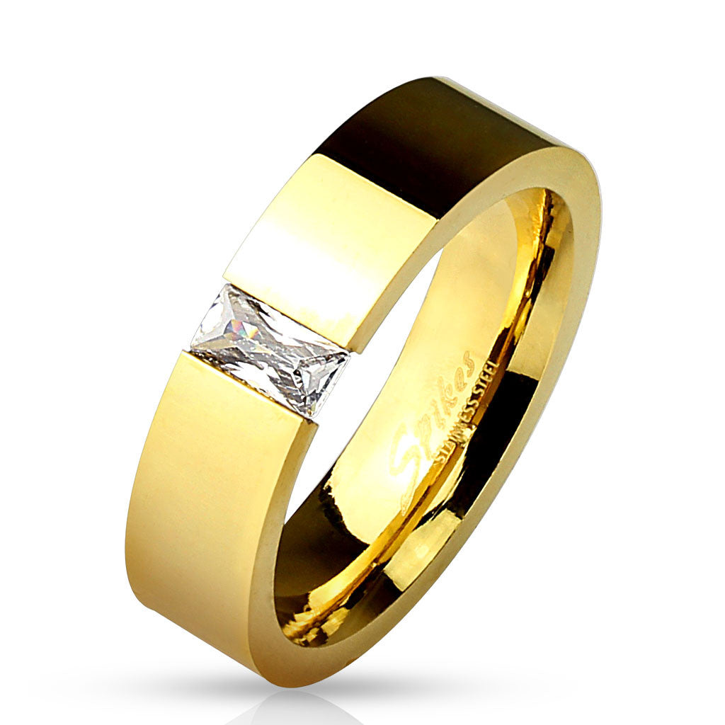 14k Gold Stainless Steel Ring W Baguette Cz Wholesale 925express