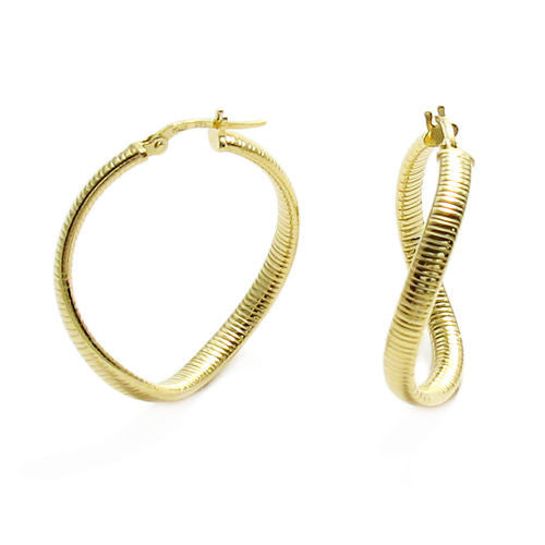 14K Gold over Sterling Silver CZ Hoop Earrings. 2 Sizes - 925Express