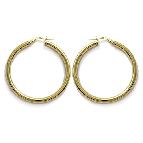 14K Gold over Sterling Silver Hoop Earrings. 5 Sizes - 925Express