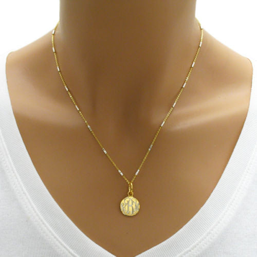 14K Gold Plated over Sterling Silver Round Pendant Necklace. Wholesale - 925Express