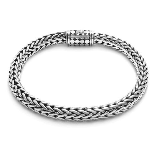 Sterling Silver Dotted Lock Heavy Wheat Chain Bracelet. Wholesale - 925Express
