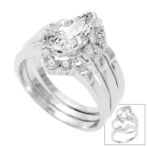 Sterling Silver Marquise CZ 3-Band 