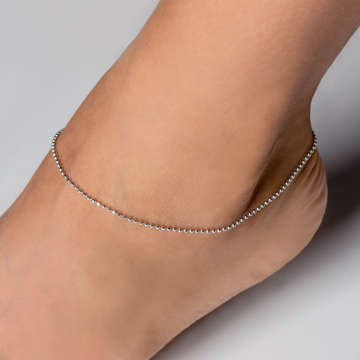 Sterling Silver Bead Chain Anklet 