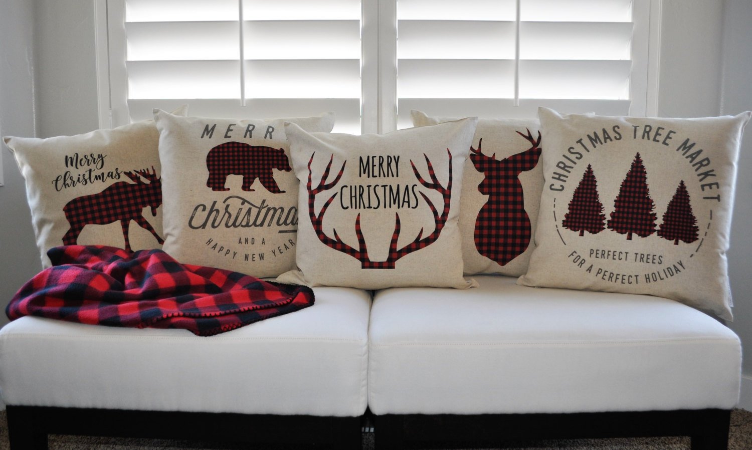 christmas pillows plaid