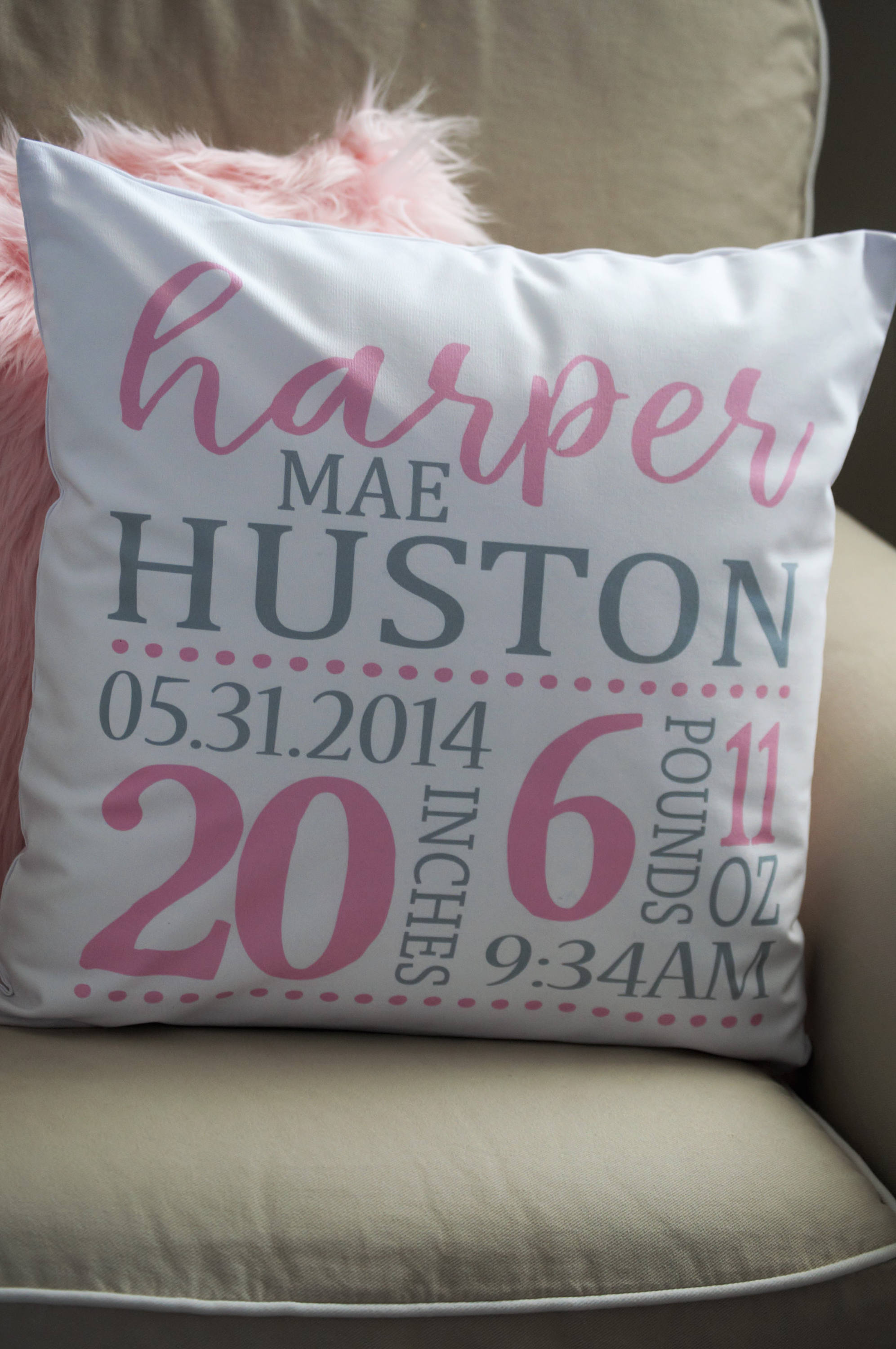 personalized birth pillow