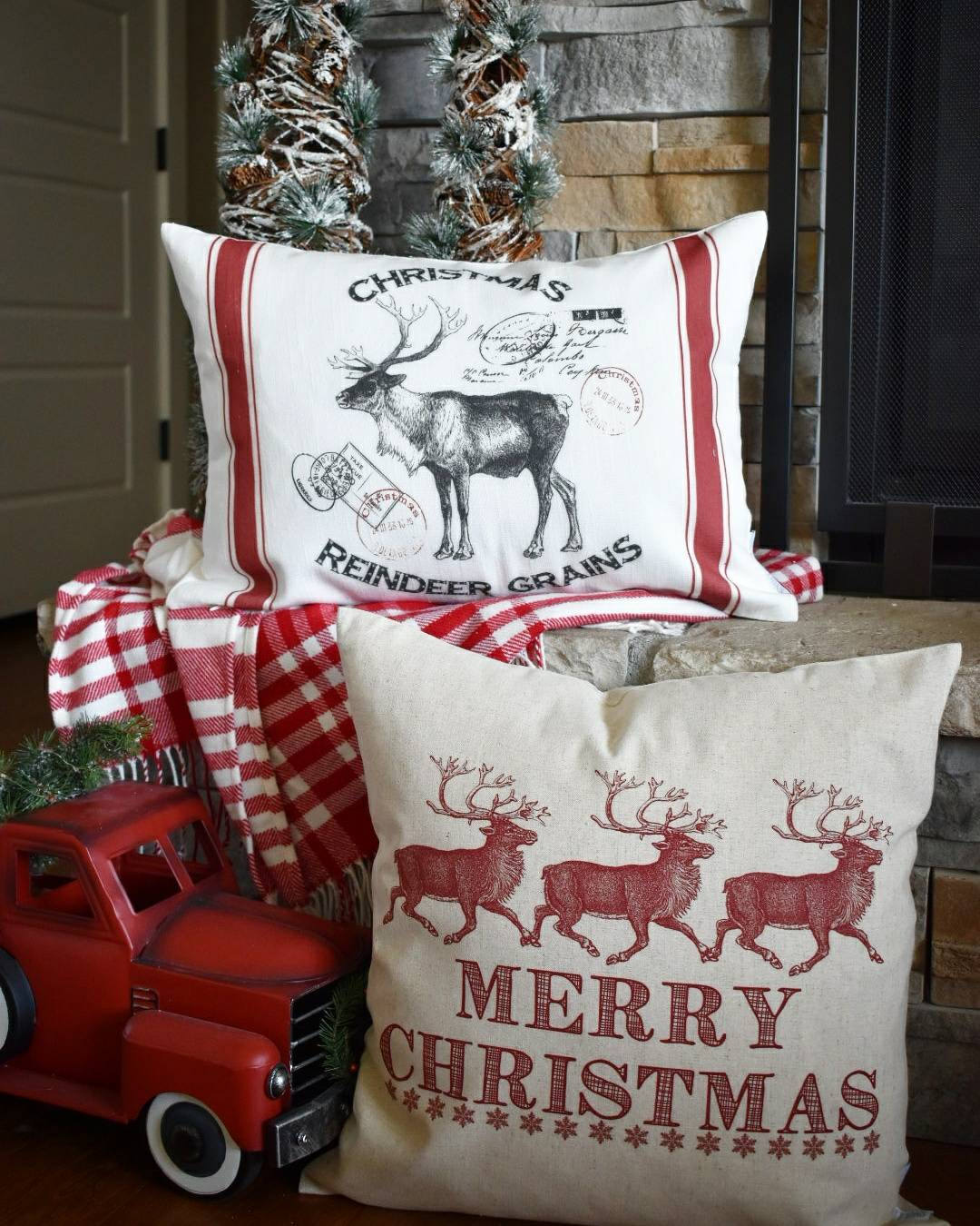 vintage christmas pillow covers