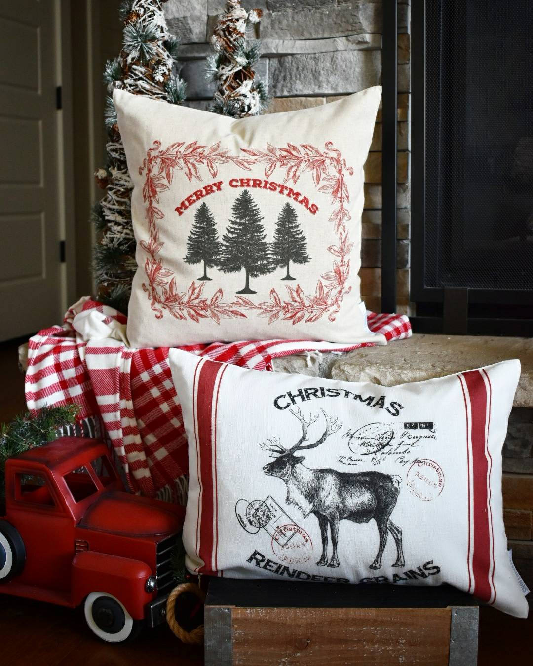 vintage christmas pillow covers