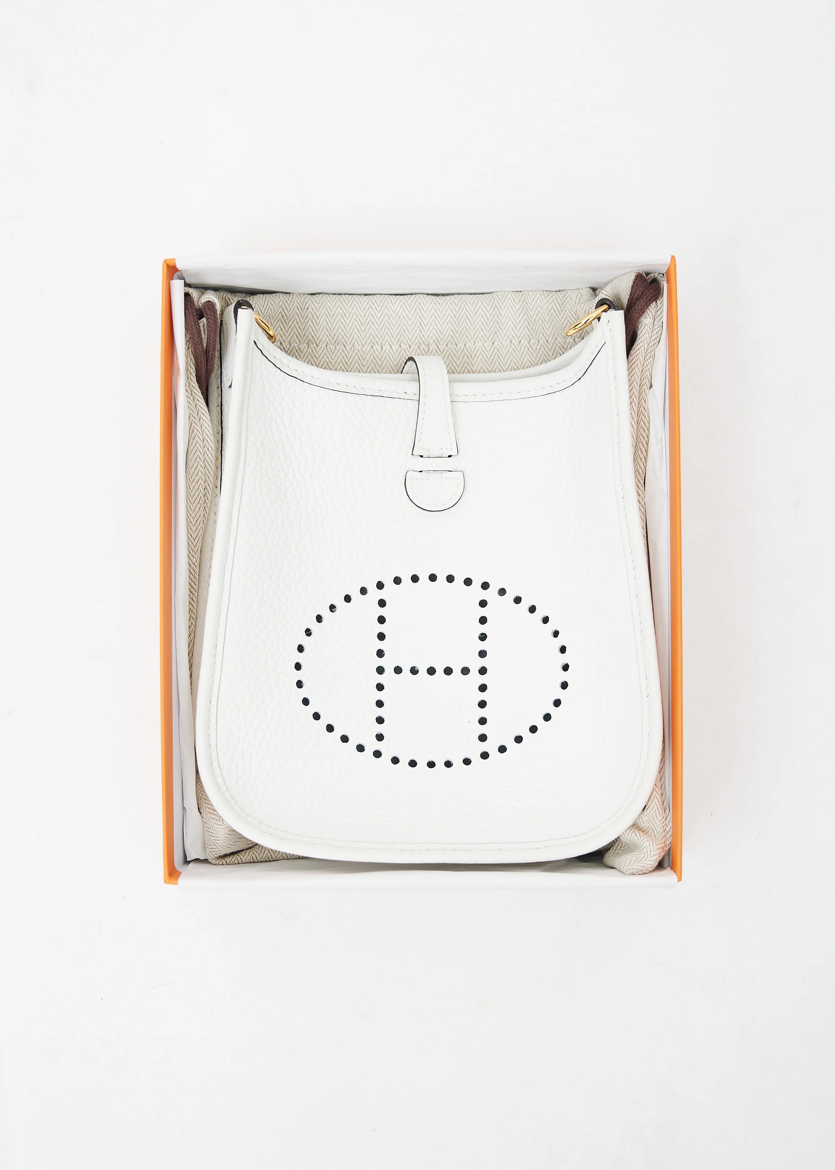 Hermes Nata I2 Cream Clemence Mini Lindy Handbag Bag