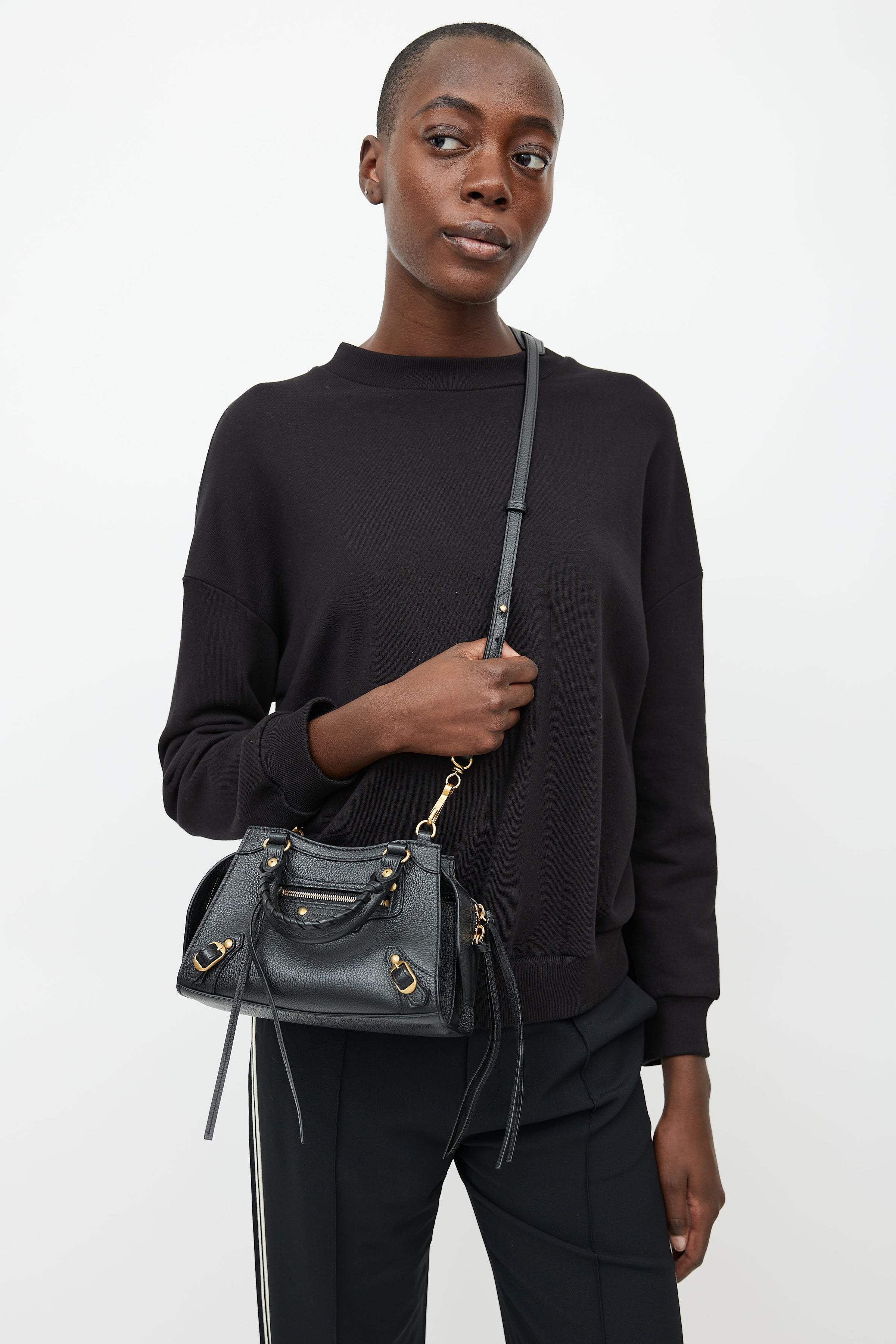 Balenciaga Black Smooth Calfskin Leather Neo Classic Mini City Bag   Yoogis Closet