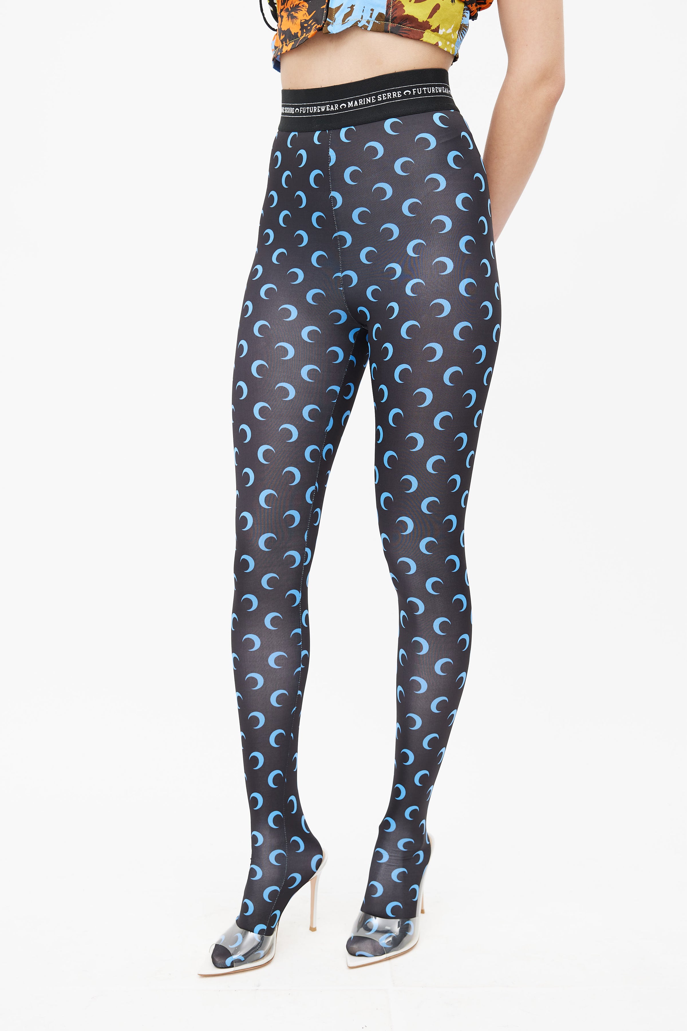 Marine Serre // Black & Blue Moon Tights – VSP Consignment