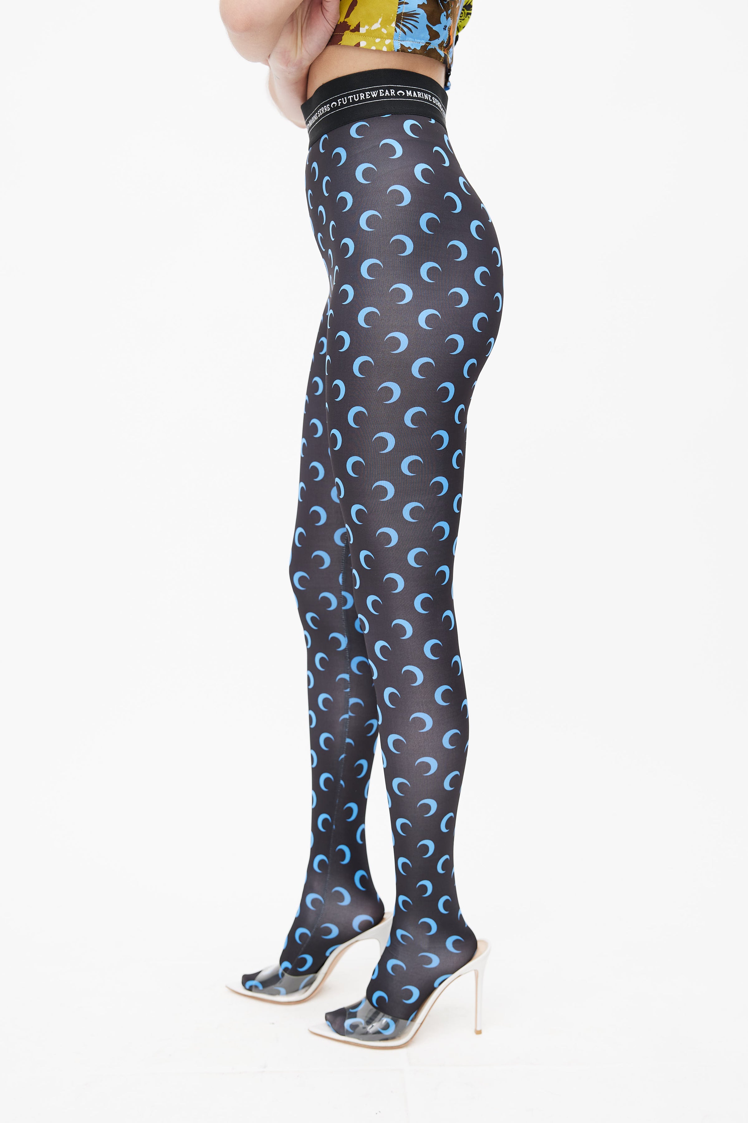 Marine Serre // Black & Blue Moon Tights – VSP Consignment