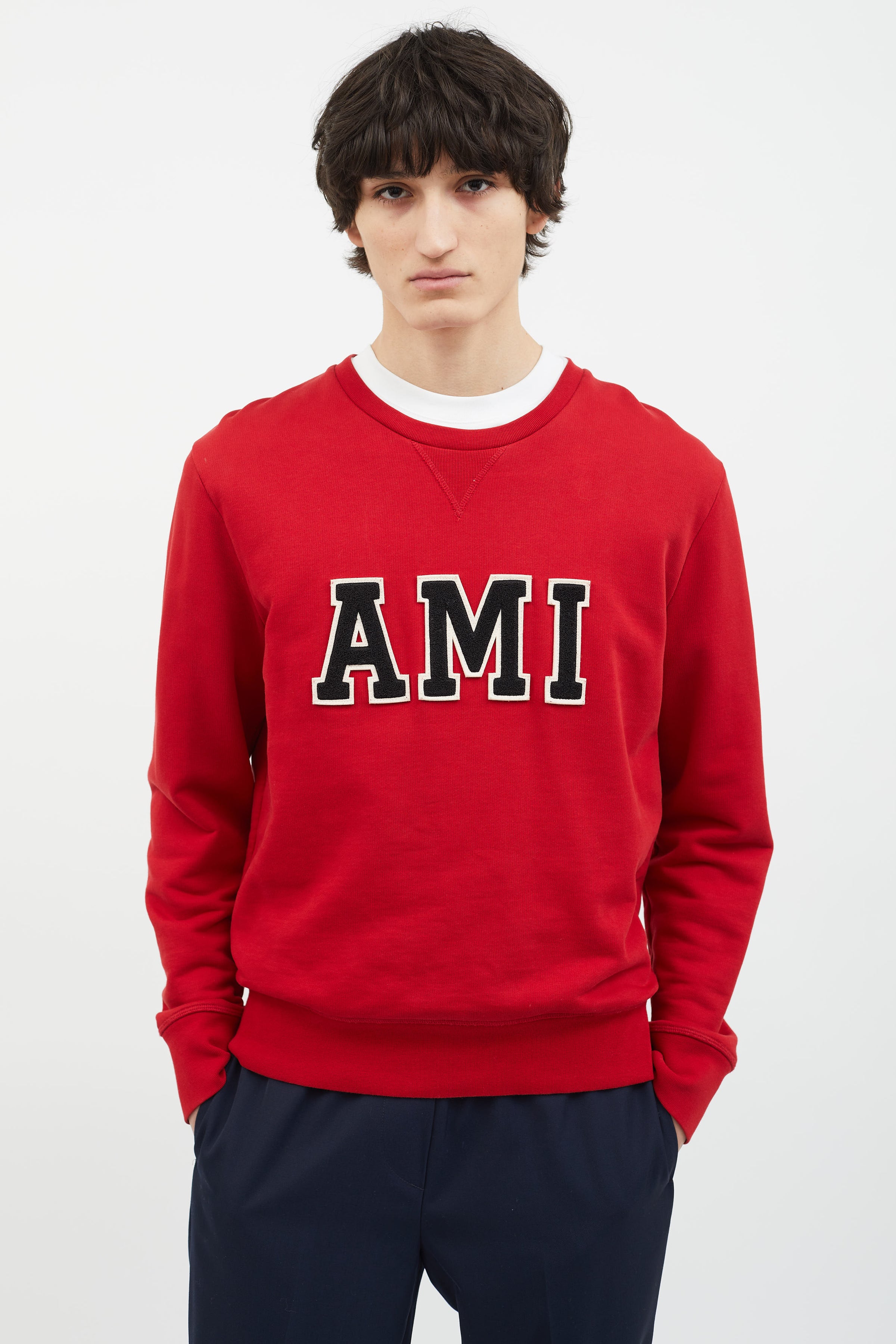 AMI Alexandre Mattiussi // Red & Black Logo Patch Sweater – VSP