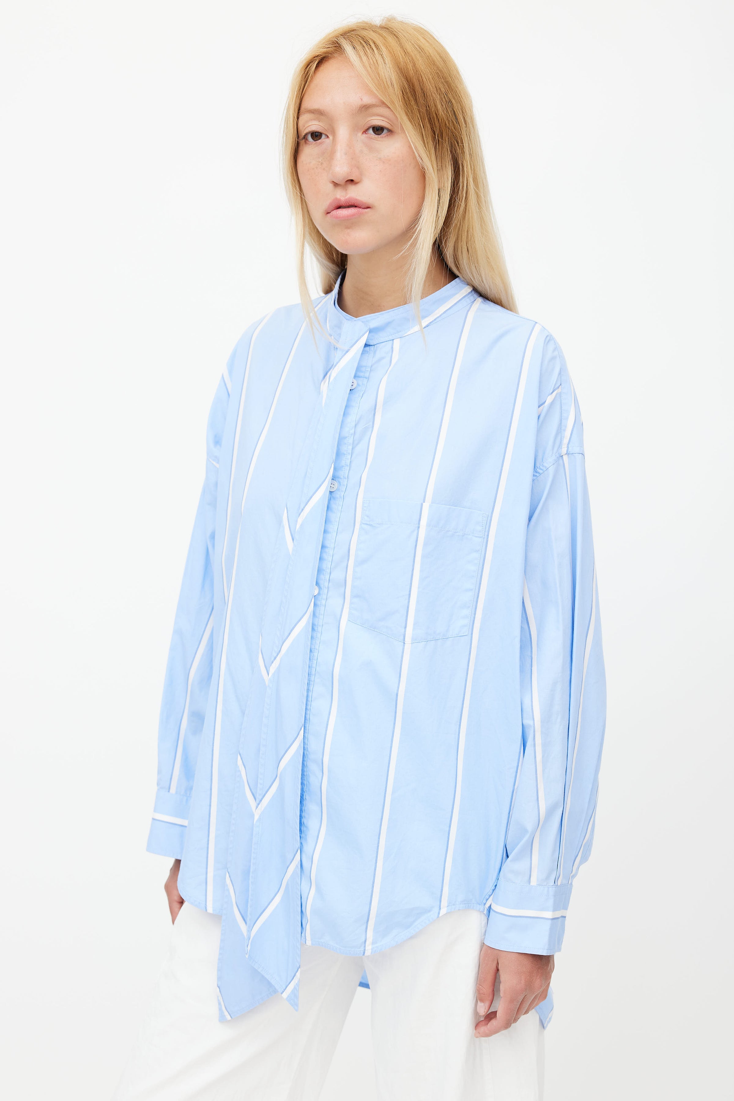 Balenciaga // Blue & White Stripe Oversized Shirt – VSP Consignment