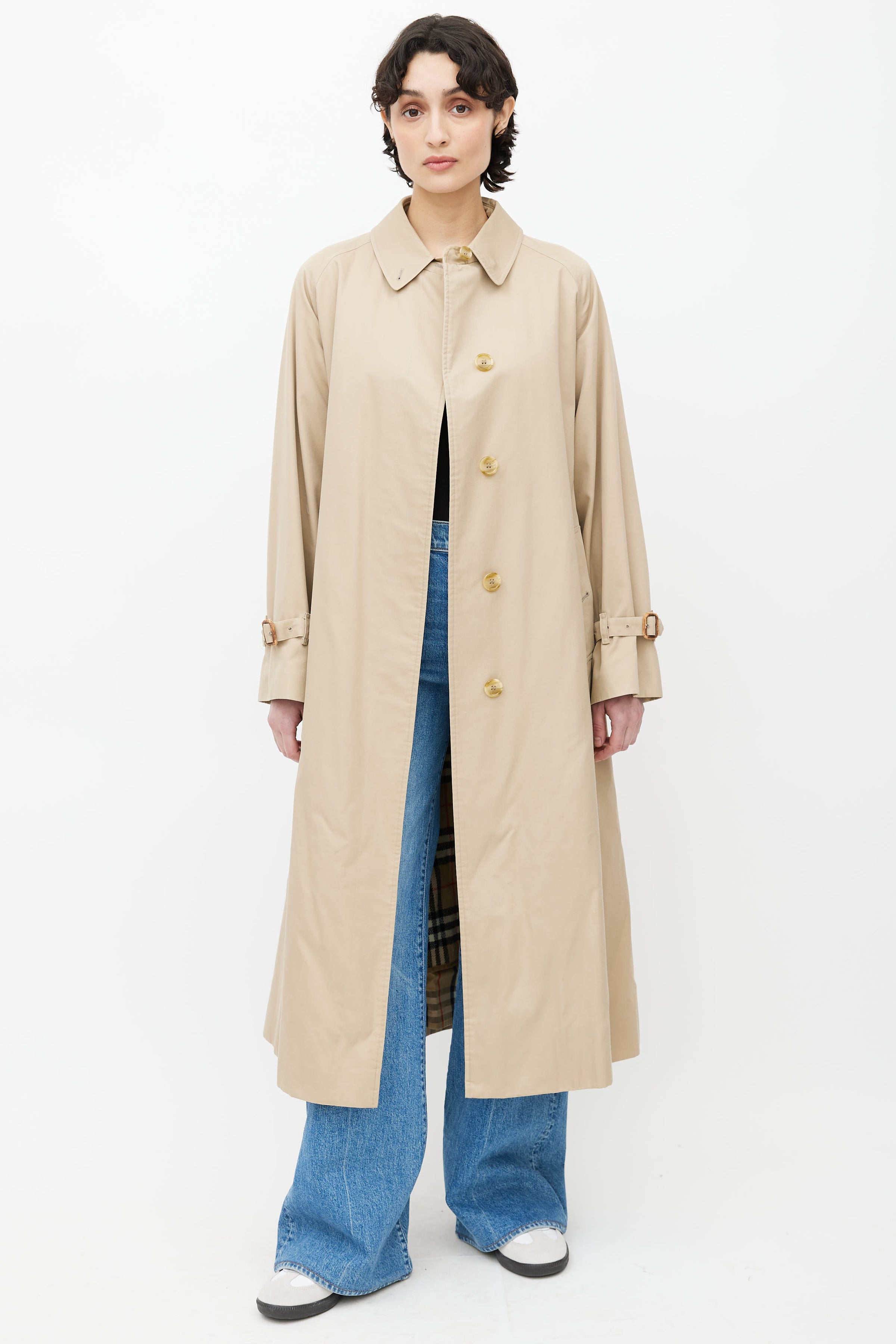 Burberry // Beige Signature Check Lined Trench Coat – VSP Consignment