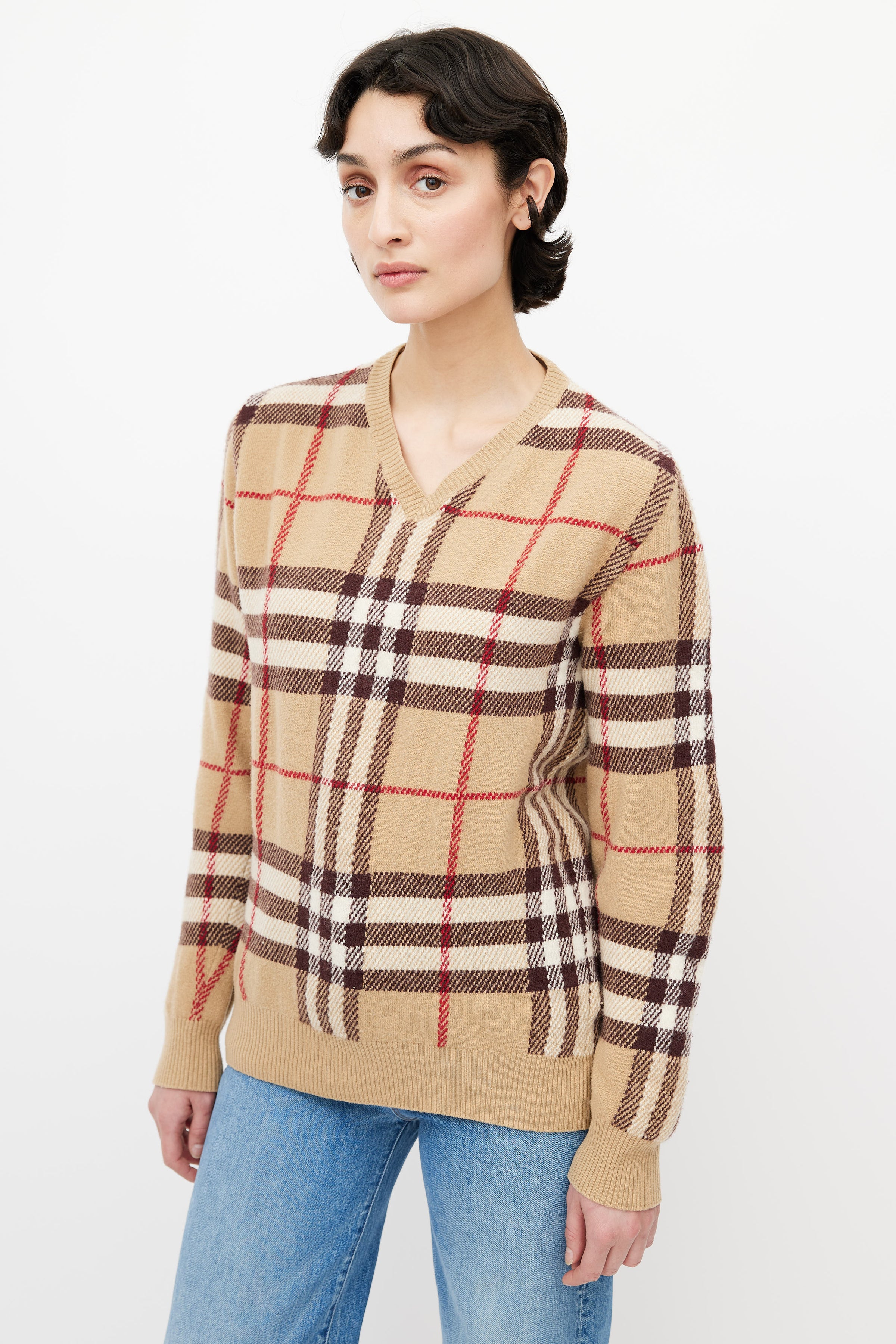 Burberry // Beige Nova Check Knit Sweater – VSP Consignment