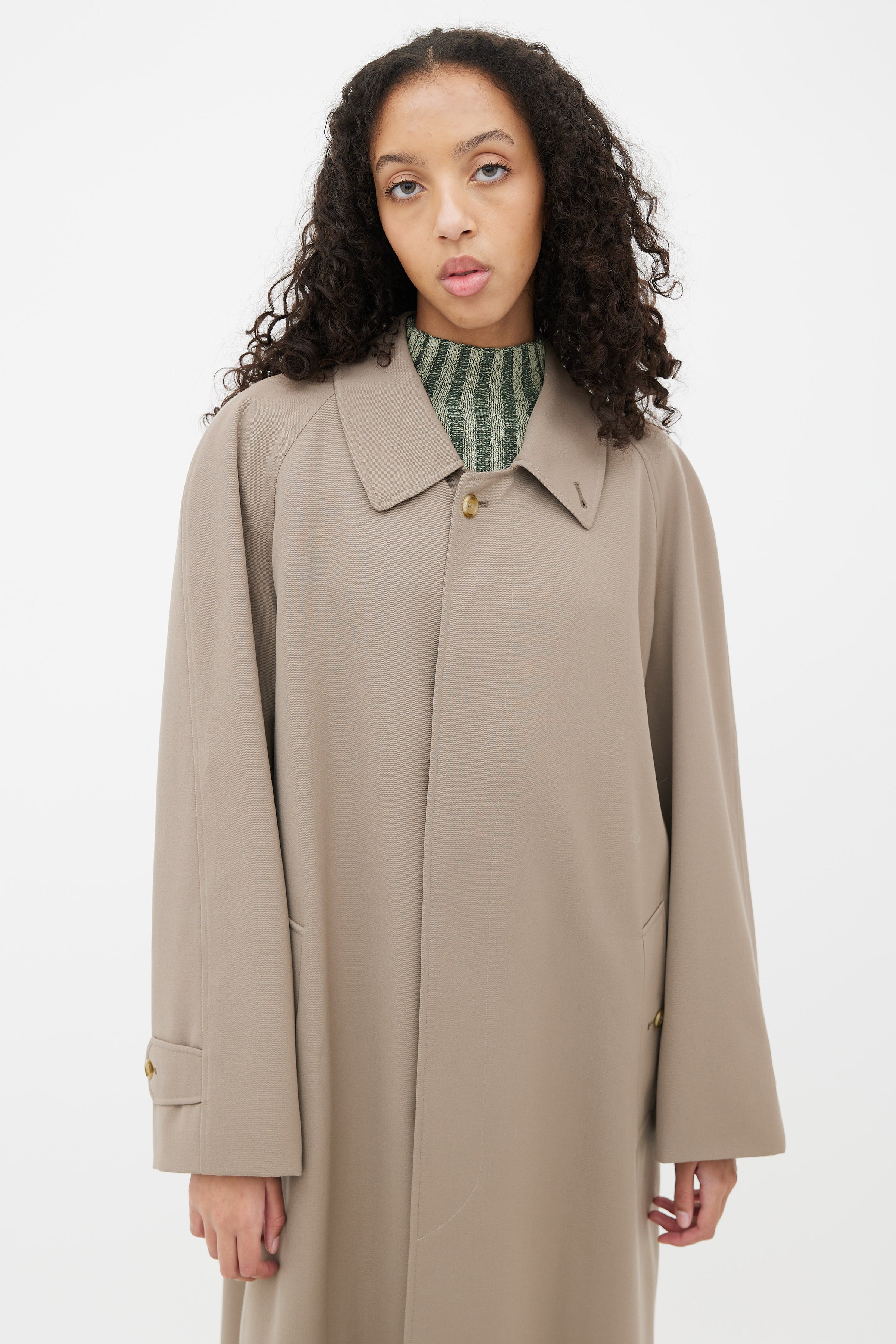 Burberry // Taupe Long Button Up Coat – VSP Consignment