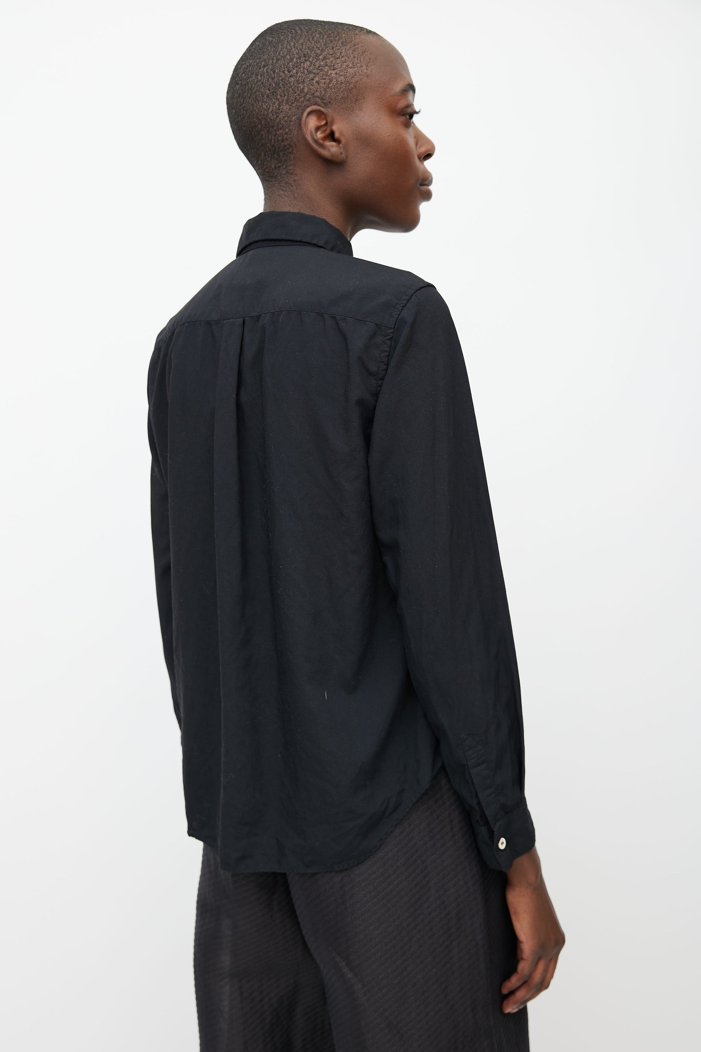 Comme des Garçons // Black Ruffle Panel Long Sleeve Shirt – VSP