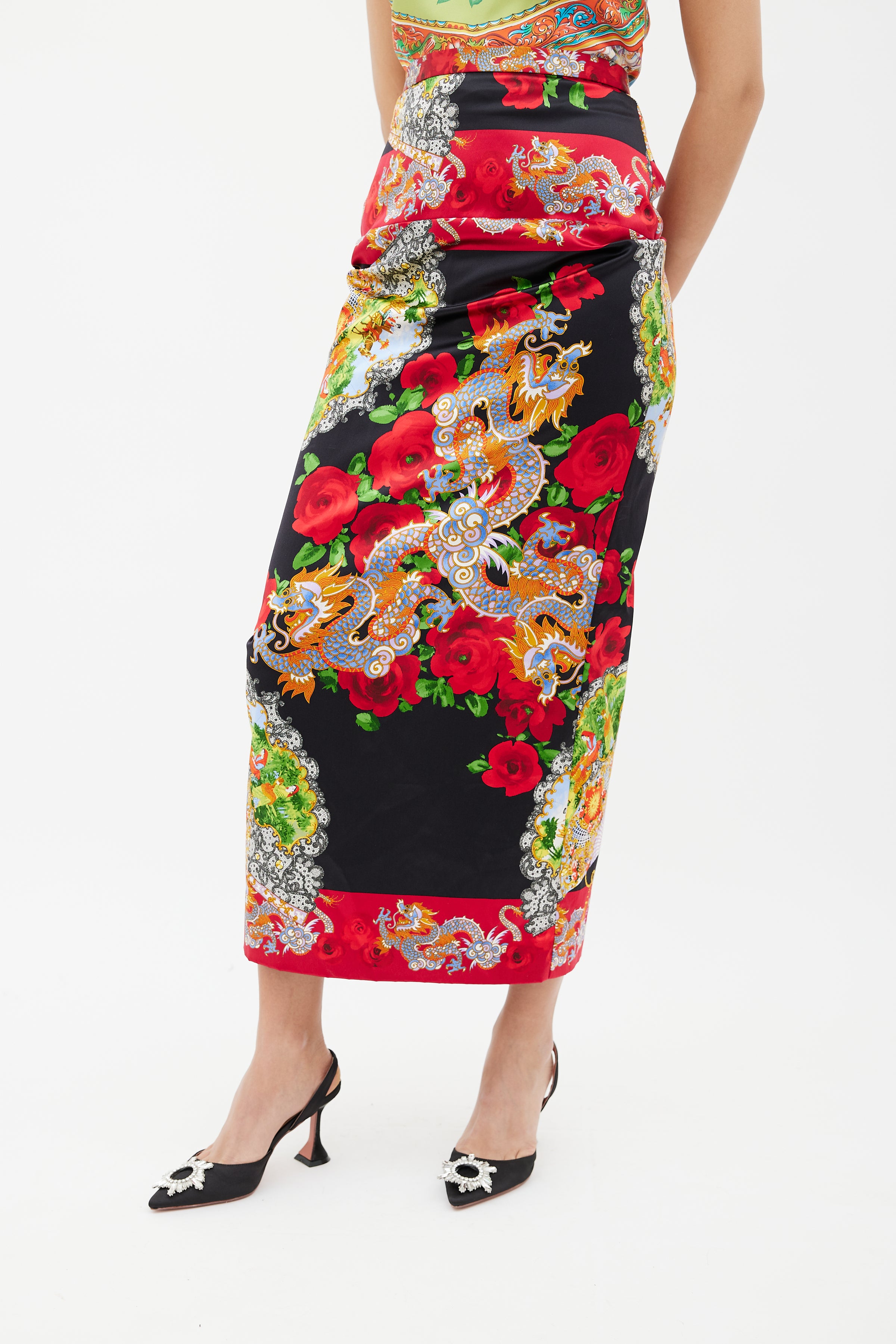 Dolce & Gabbana // 1999 Multicolor Printed Silk Maxi Skirt – VSP Consignment