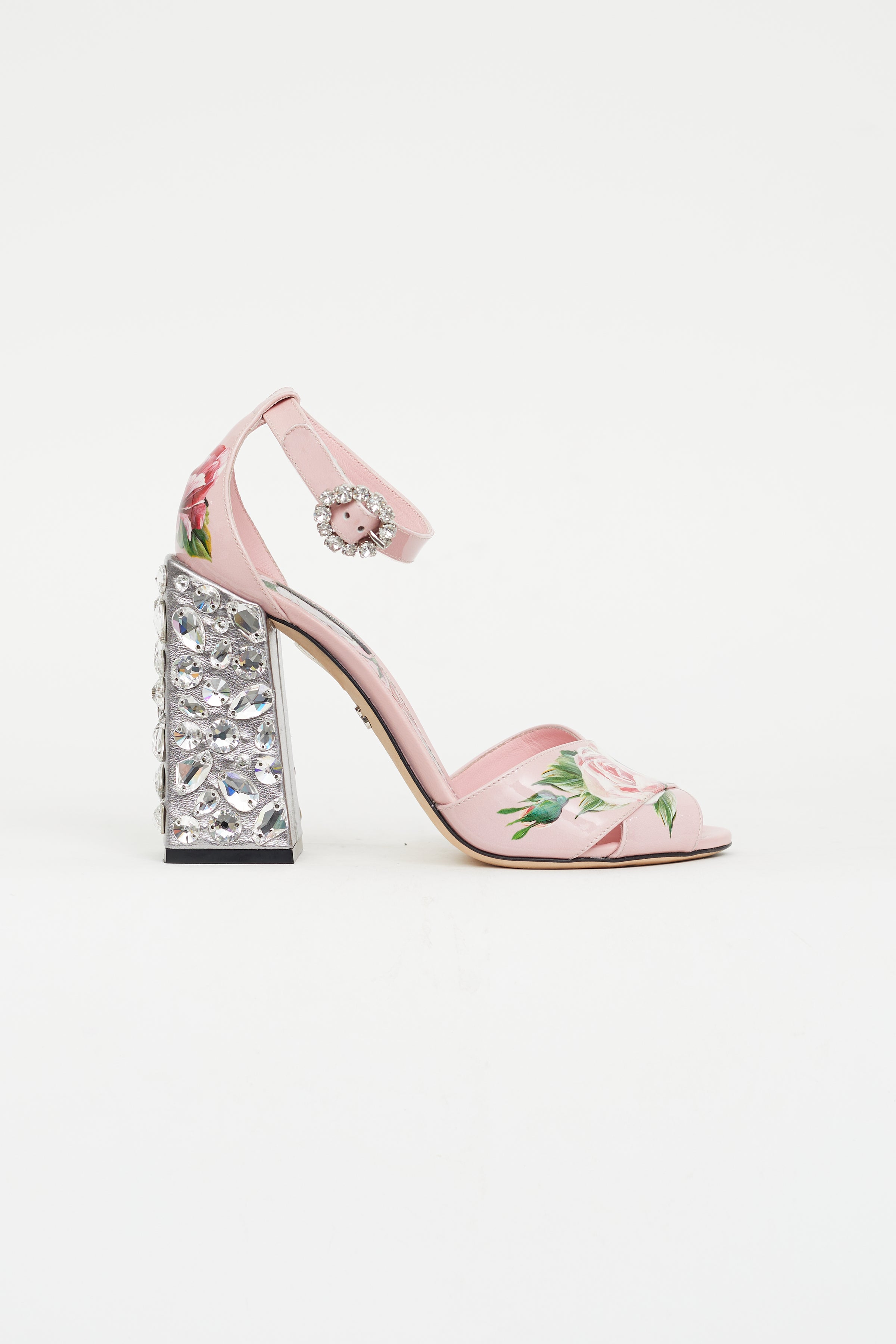 Dolce & Gabbana // Pink Patent Floral & Crystal Heel – VSP Consignment