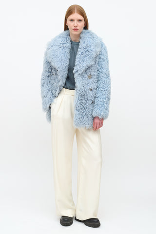 Gucci fall 2014 blue shearling coat
