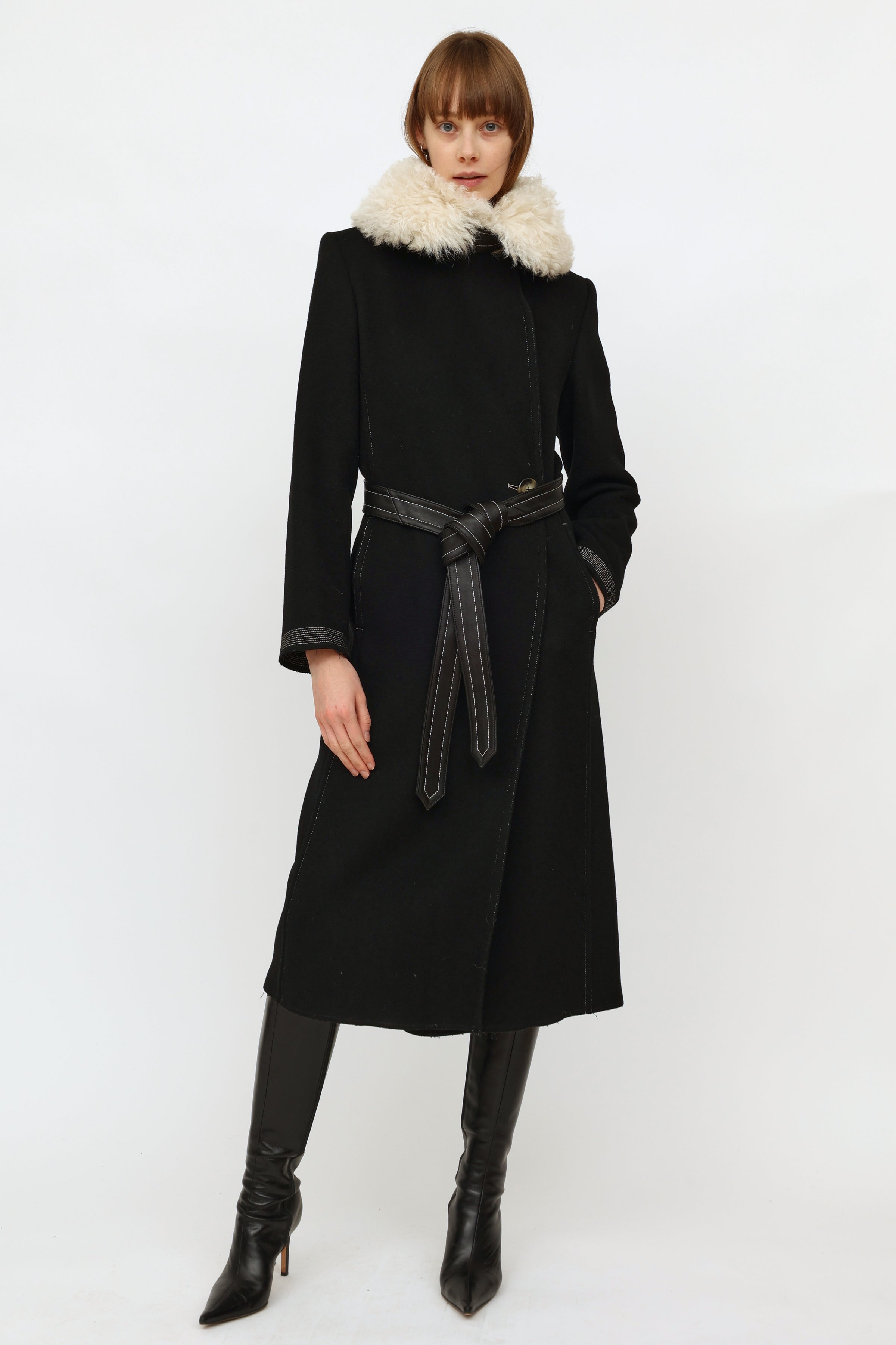 Helmut Lang // Black Wool Shearling Coat – VSP Consignment