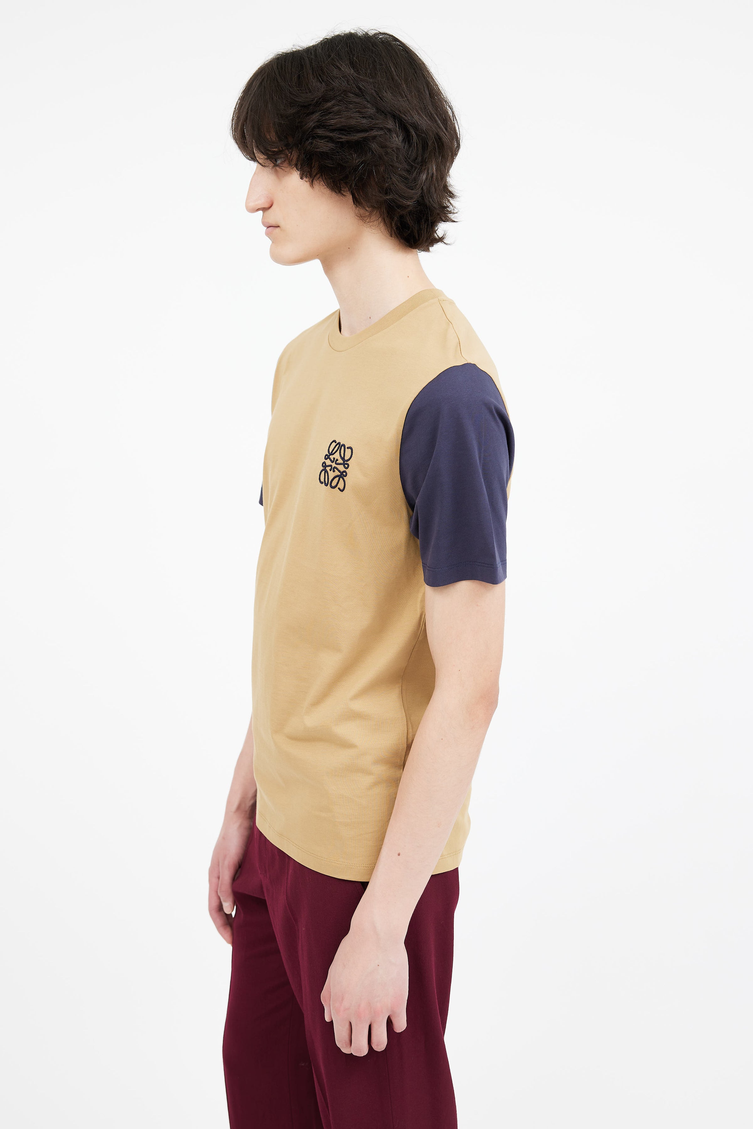 Loewe // Brown & Navy Embroidered Logo T-Shirt – VSP Consignment