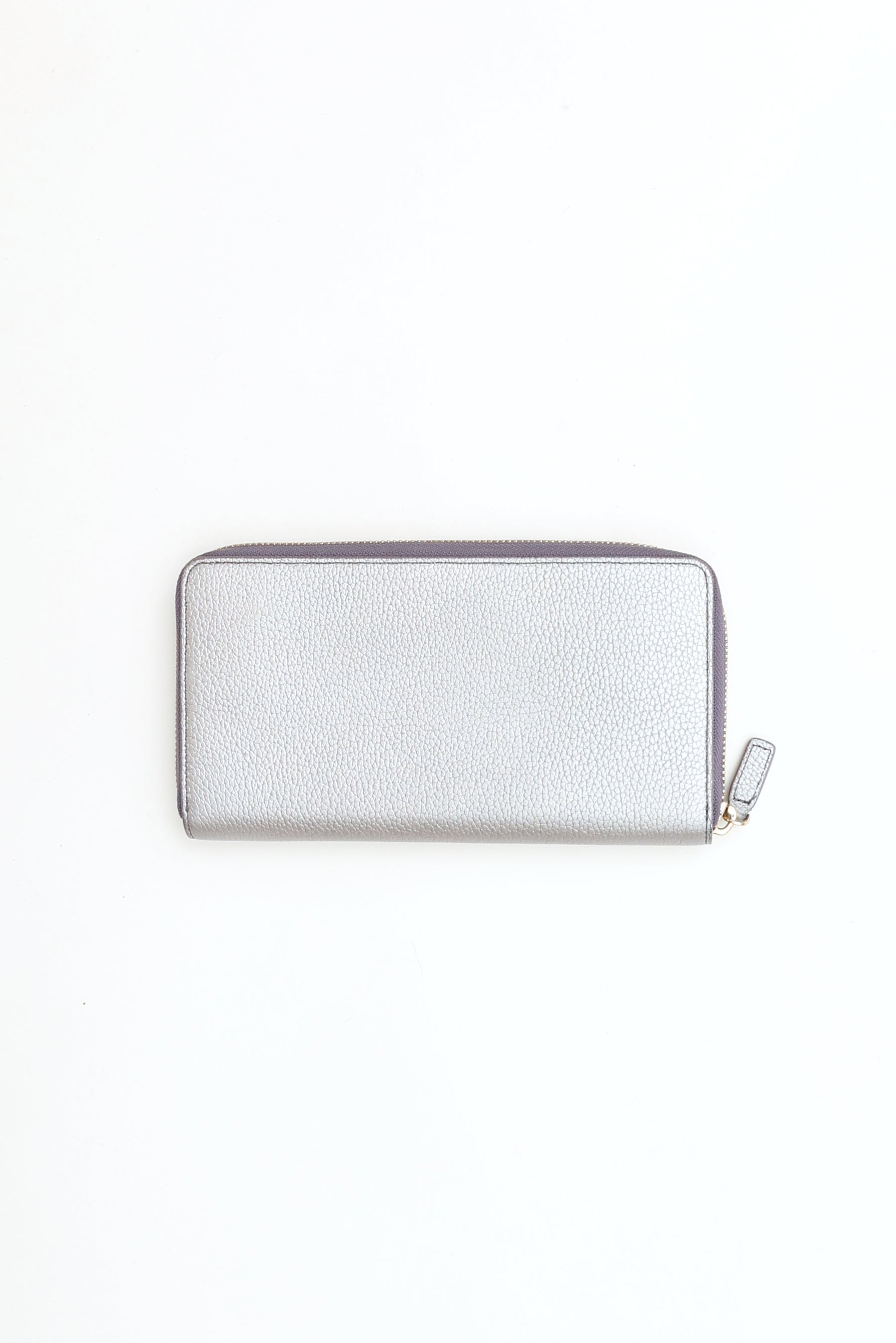 Silver Metallic Continental Zip Wallet