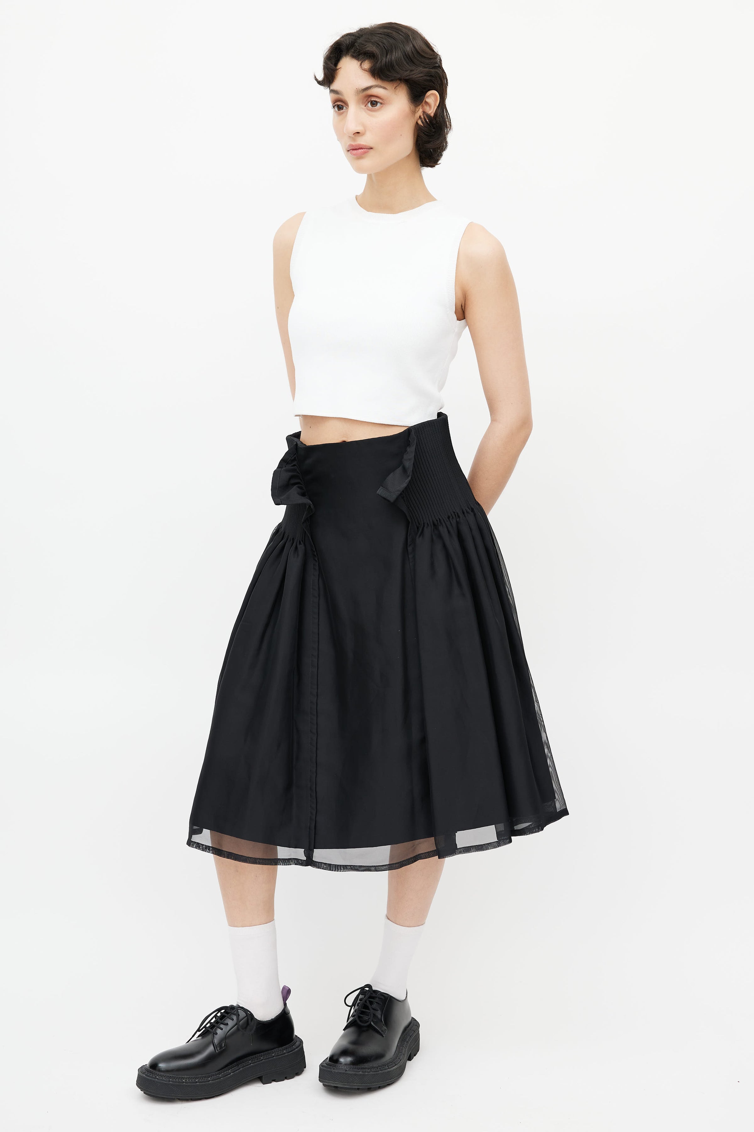 Noir Kei Ninomiya // Black Pleated Overlay Skirt – VSP Consignment