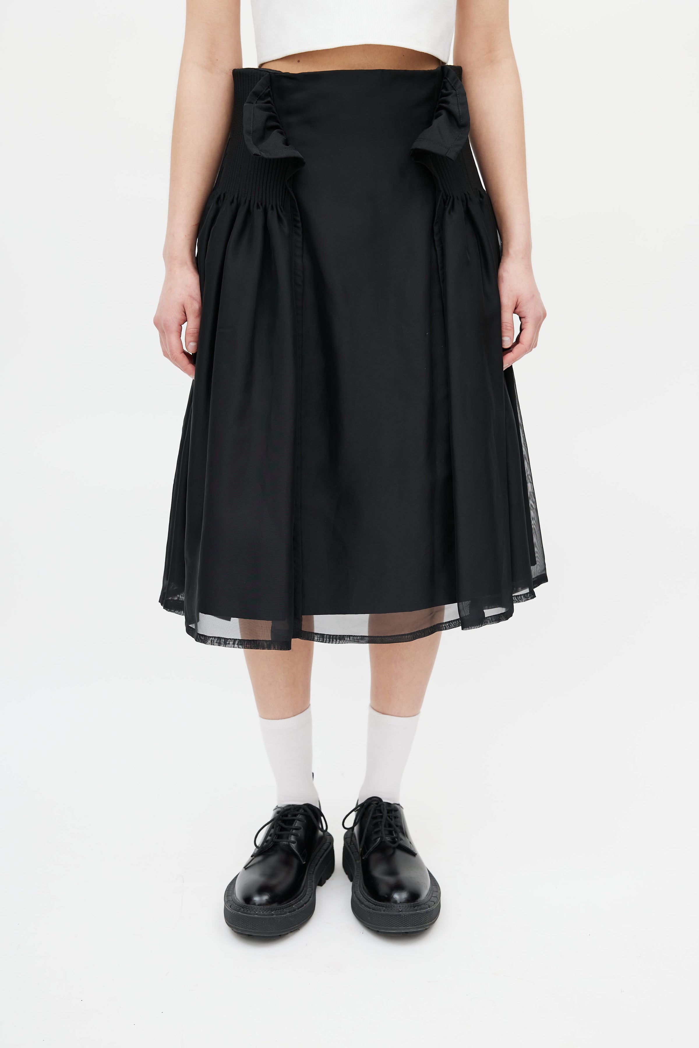 Noir Kei Ninomiya // Black Pleated Overlay Skirt – VSP Consignment
