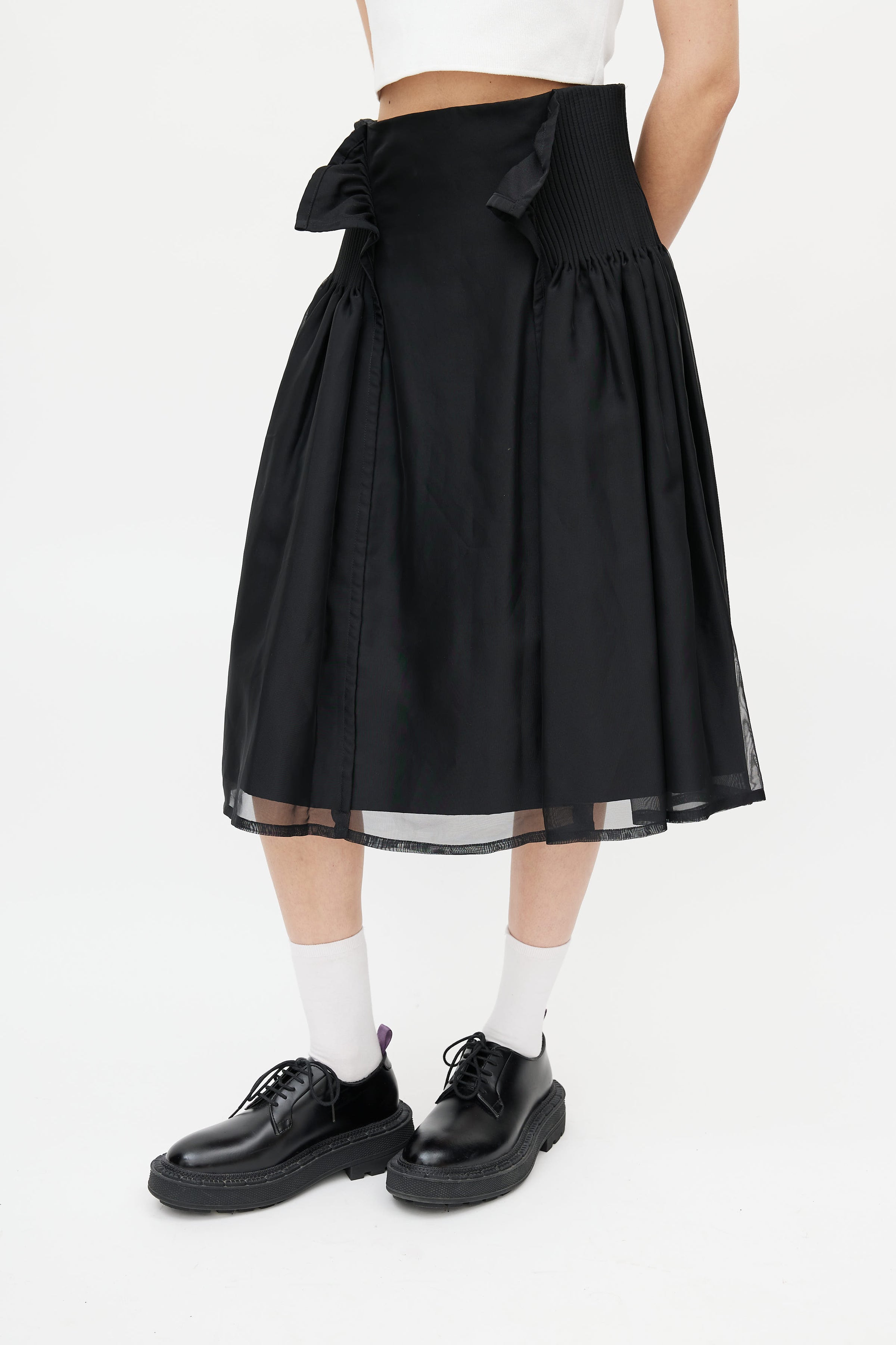 Noir Kei Ninomiya // Black Pleated Overlay Skirt – VSP Consignment