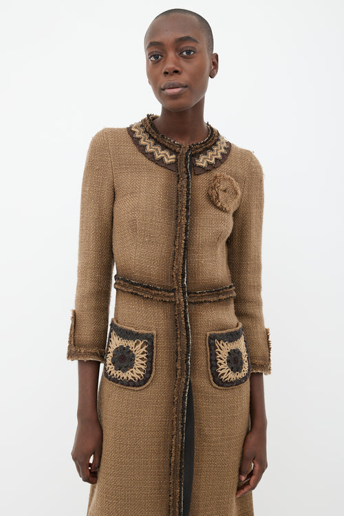 Prada // FW05 Brown Tweed Beaded Coat – VSP Consignment