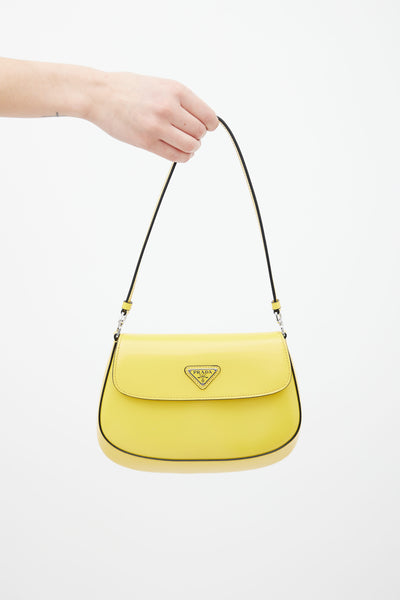 Prada // Yellow Cleo Brushed Leather Shoulder Bag – VSP Consignment