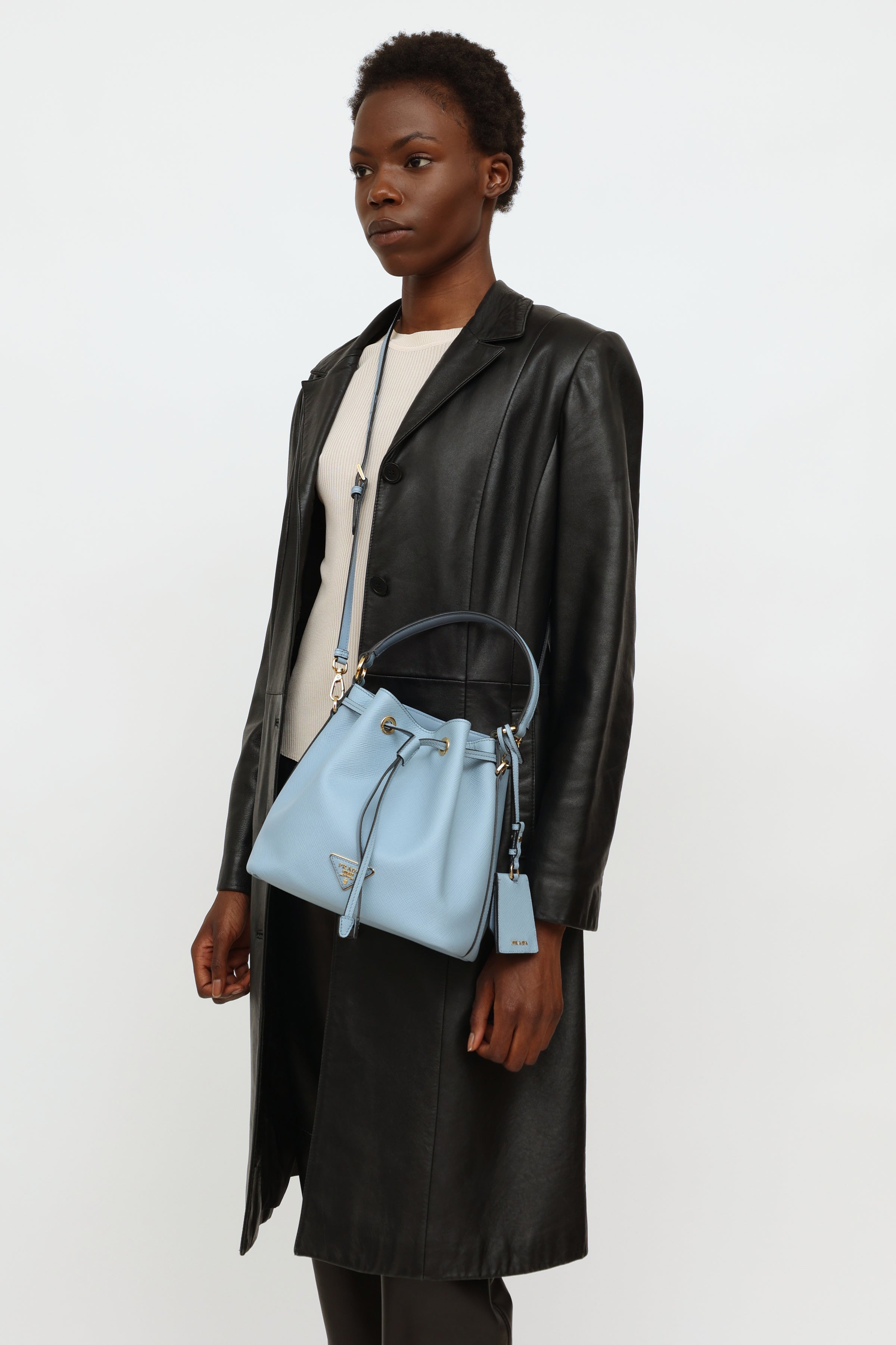 Prada // Light Blue Saffiano Bucket Bag – VSP Consignment