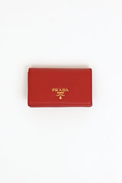 Prada // Red Saffiano Wallet – VSP Consignment