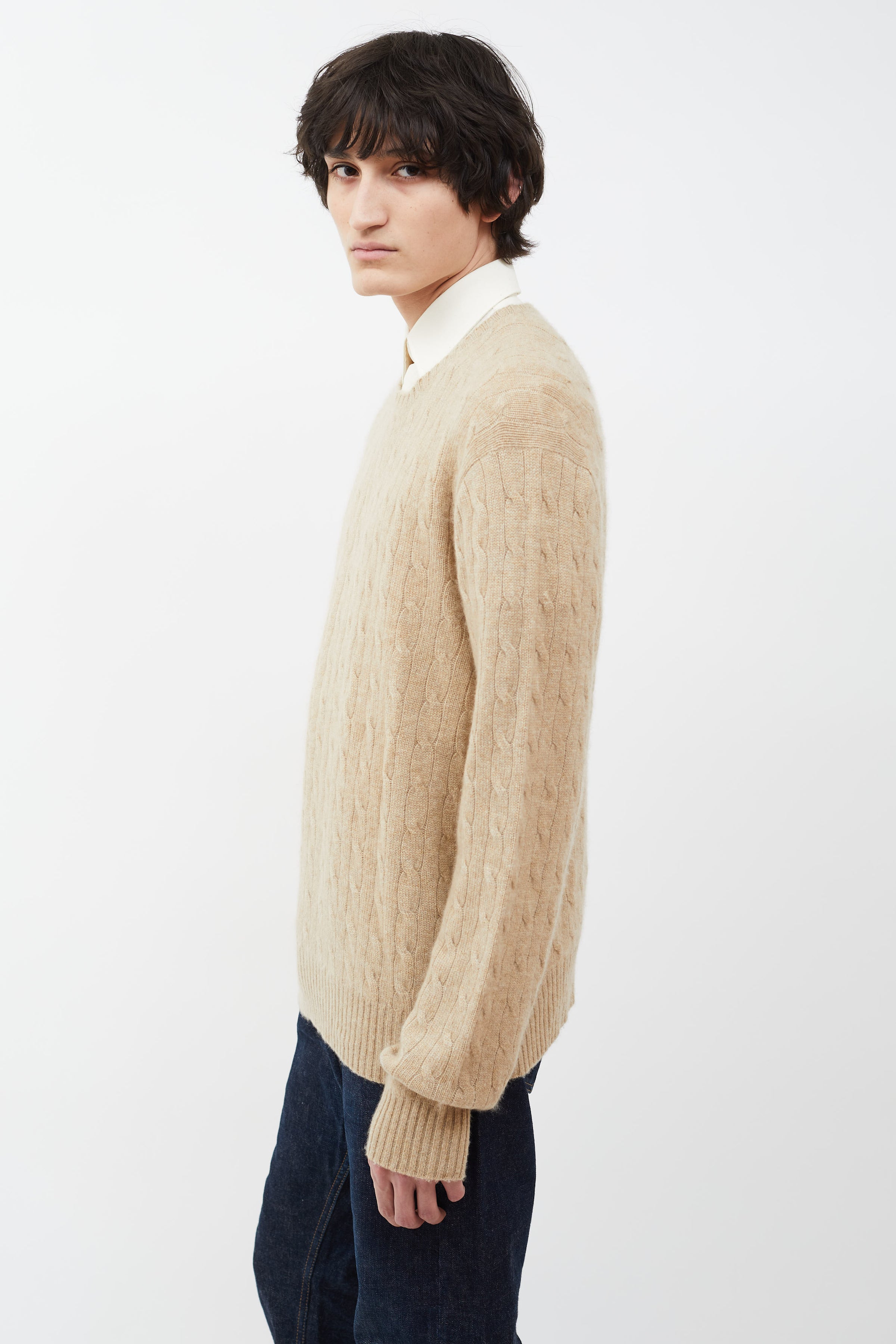 Ralph Lauren // Beige Cable Knit Cashmere Sweater – VSP Consignment