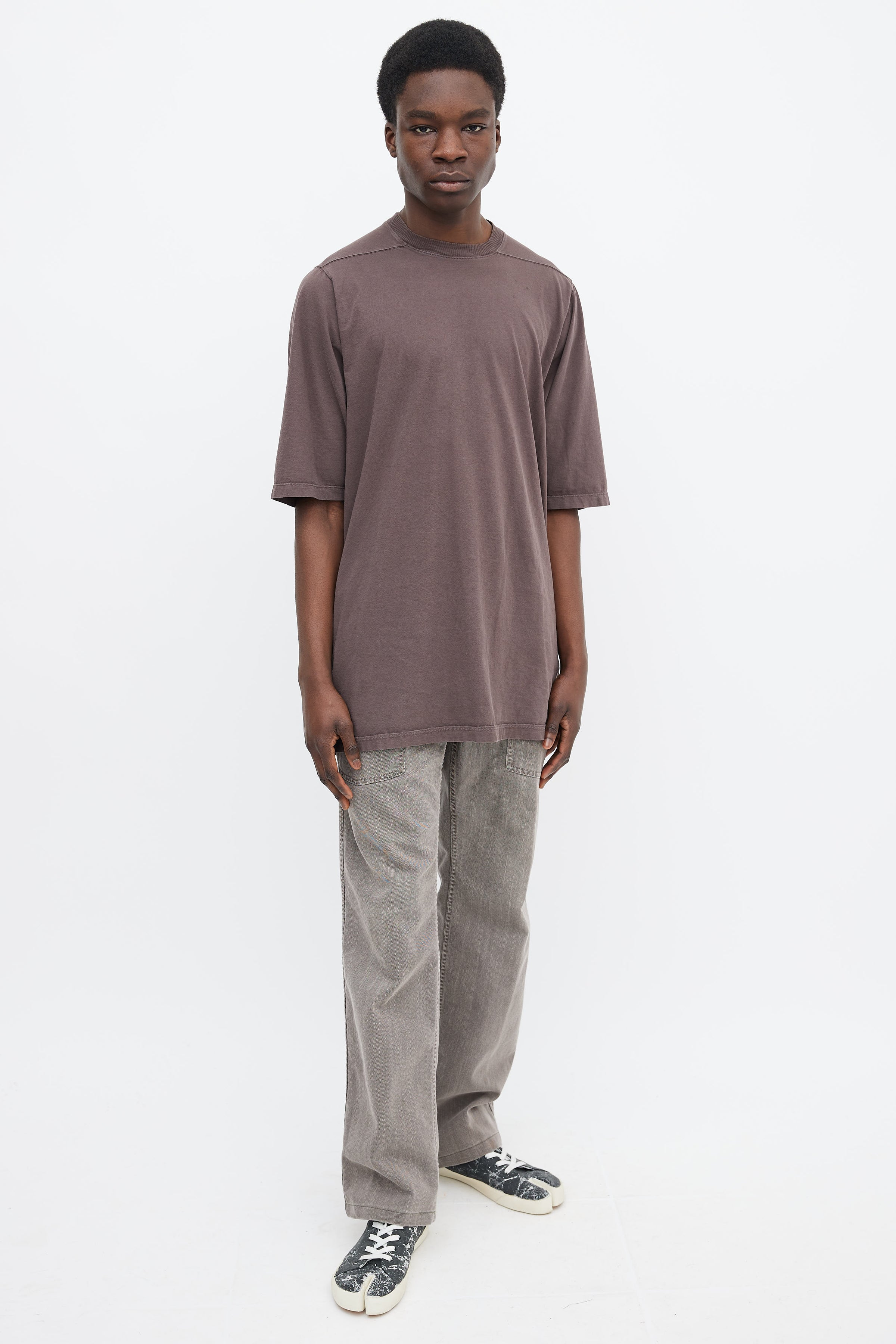 Rick Owens // Raisin Brown Short Sleeve Oversized T-Shirt – VSP