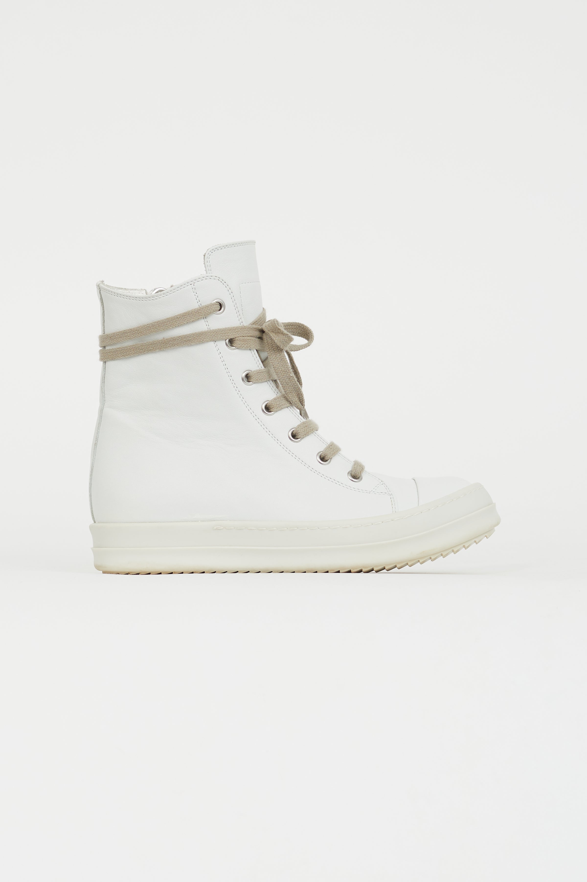 Rick Owens // White Leather Ramones High-Top Sneaker – VSP Consignment