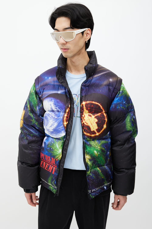 Supreme // x Undercover x Public Enemy Black & Multi Print Puffer