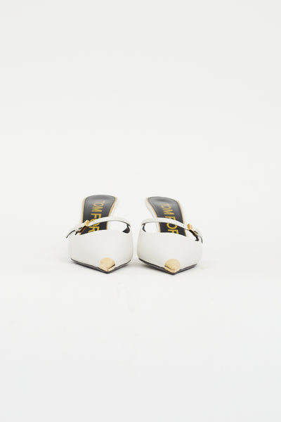 Tom Ford // White Leather & Gold Mary Jane Mule – VSP Consignment