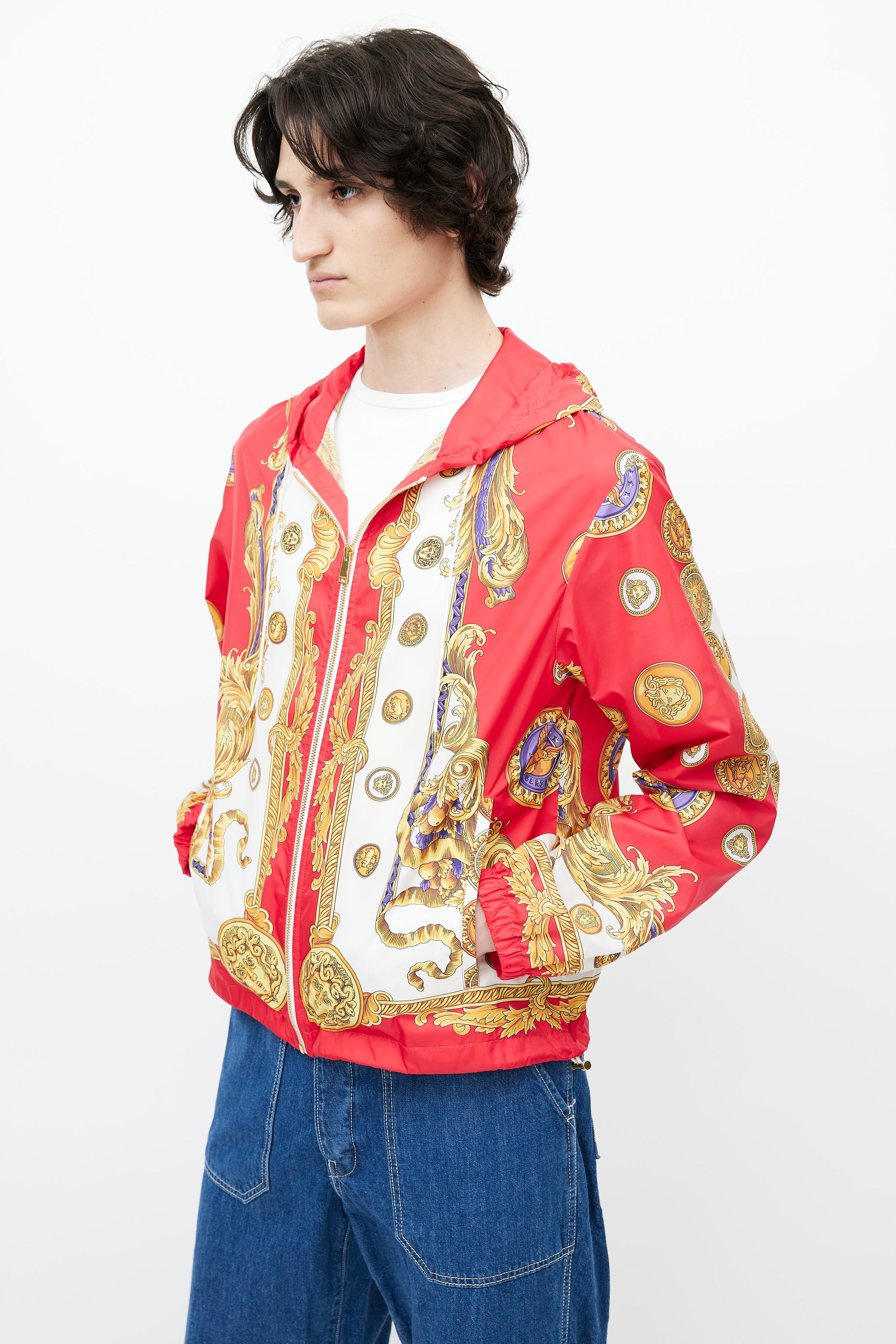 Versace // Red & Gold Nylon Abstract Print Jacket – VSP Consignment