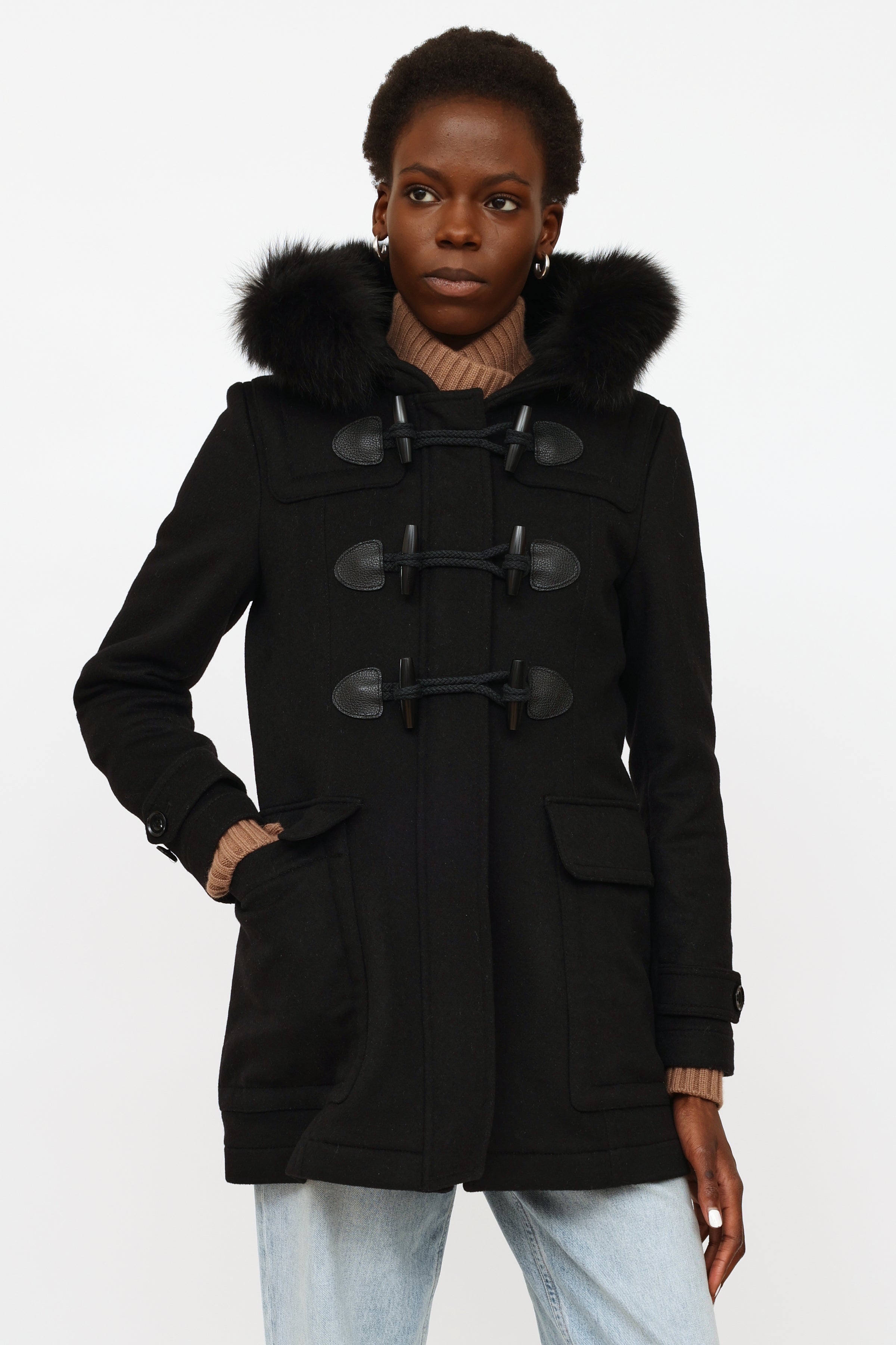 Burberry // Black Fur Trim Toggle Coat – VSP Consignment