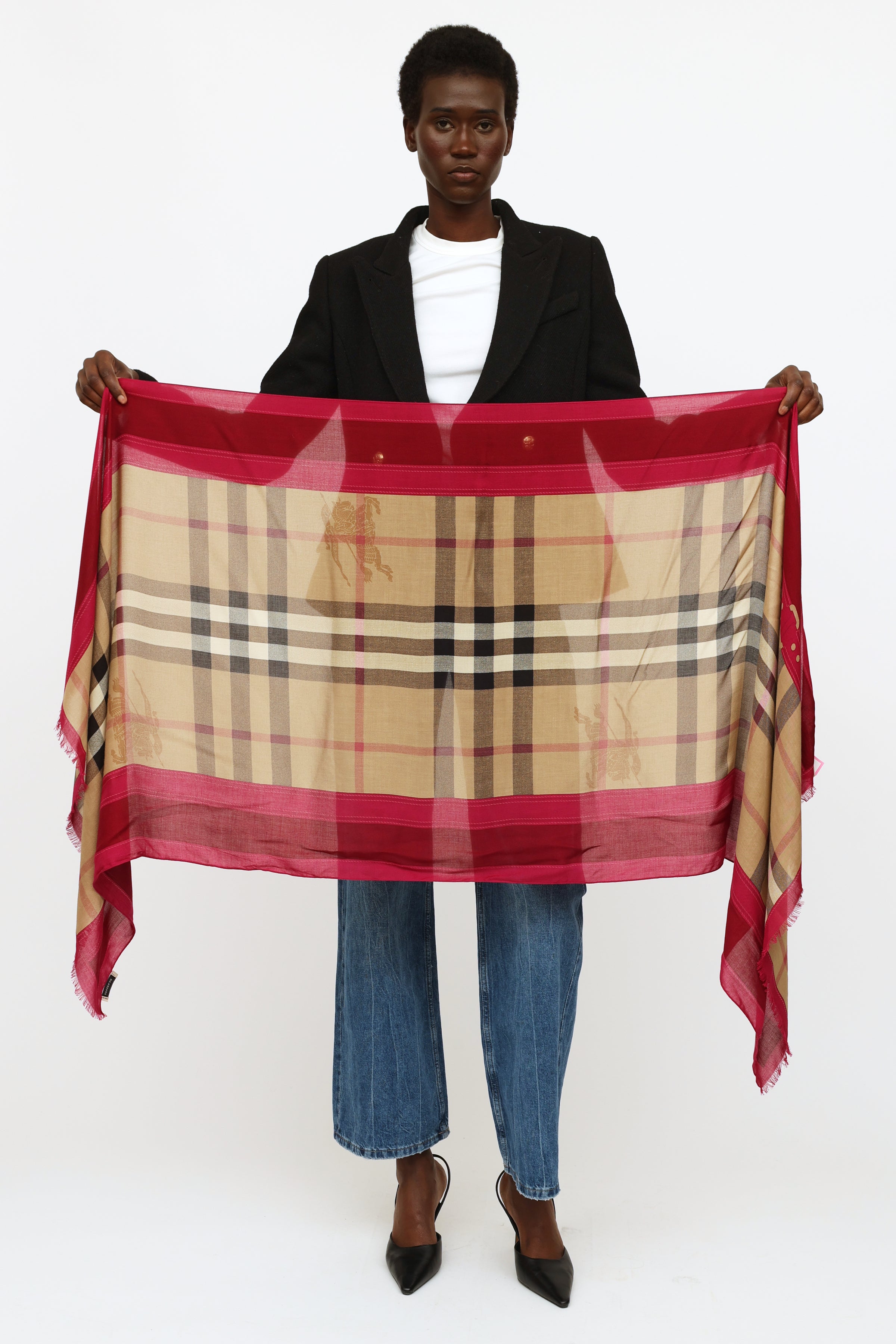 Burberry // Haymarket & Fuchsia Printed Scarf – VSP Consignment