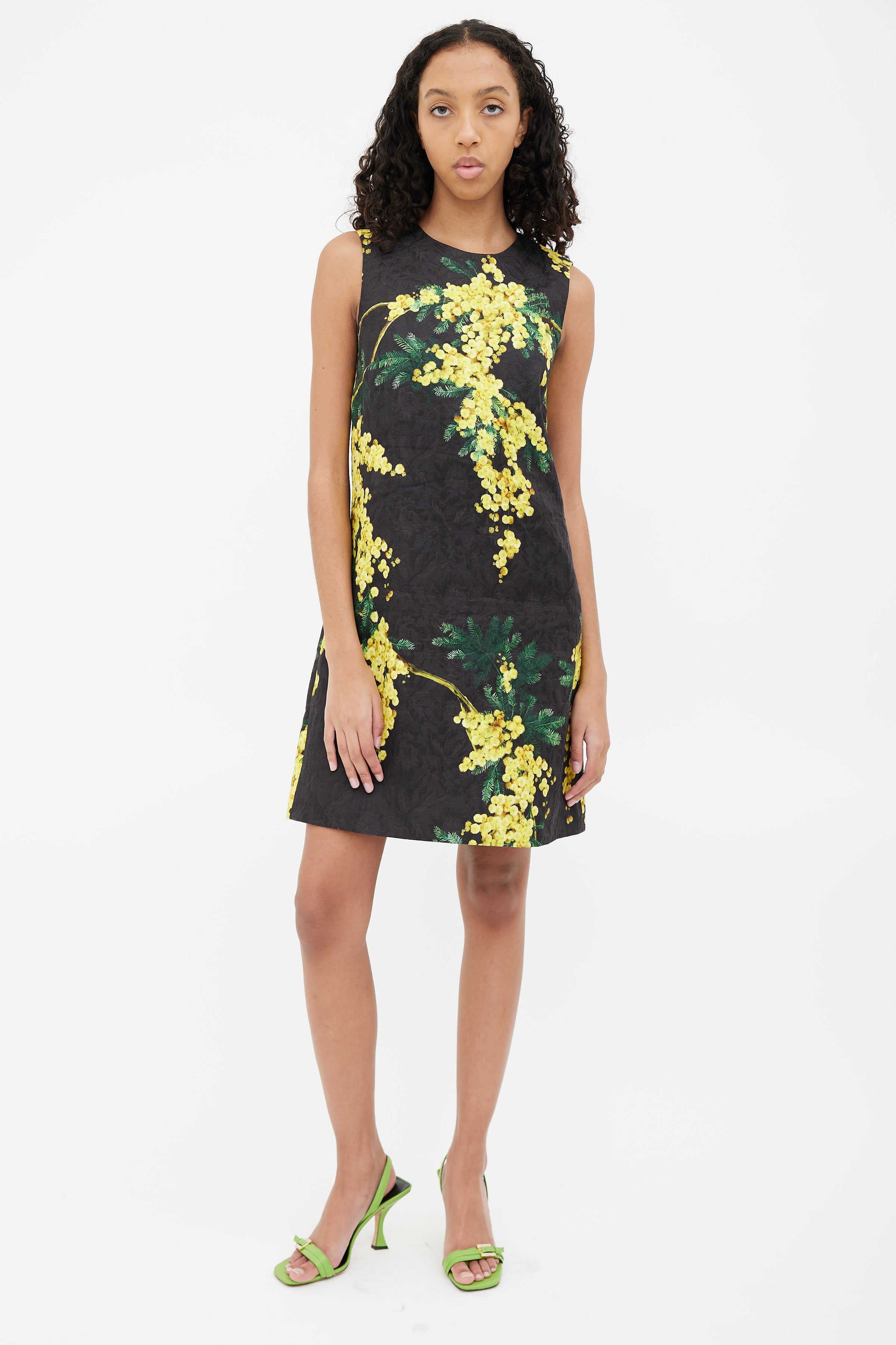 Dolce & Gabbana // Black & Yellow Floral Shift Dress – VSP Consignment