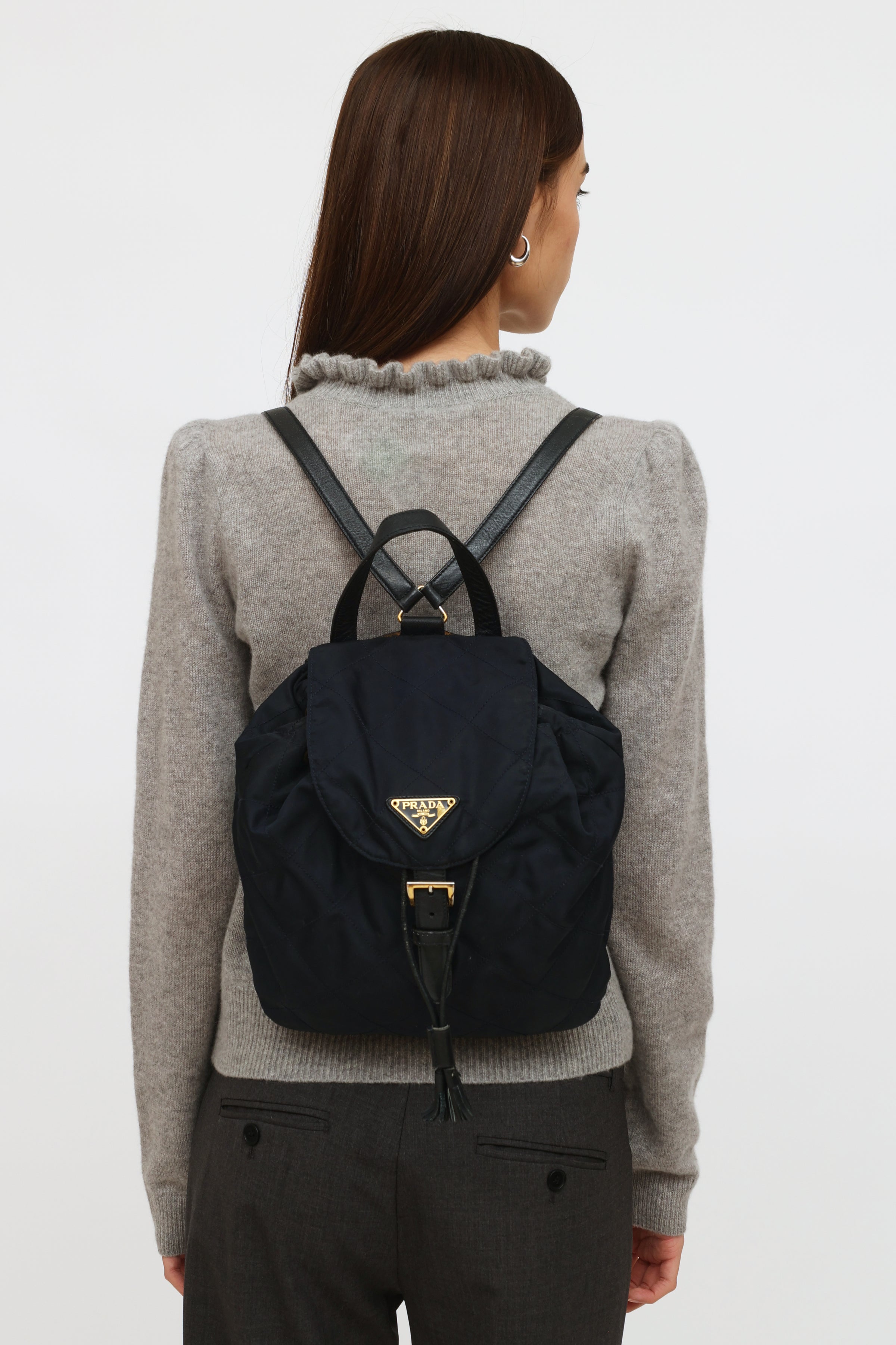 Prada // Navy Tessuto Flap Mini Backpack – VSP Consignment