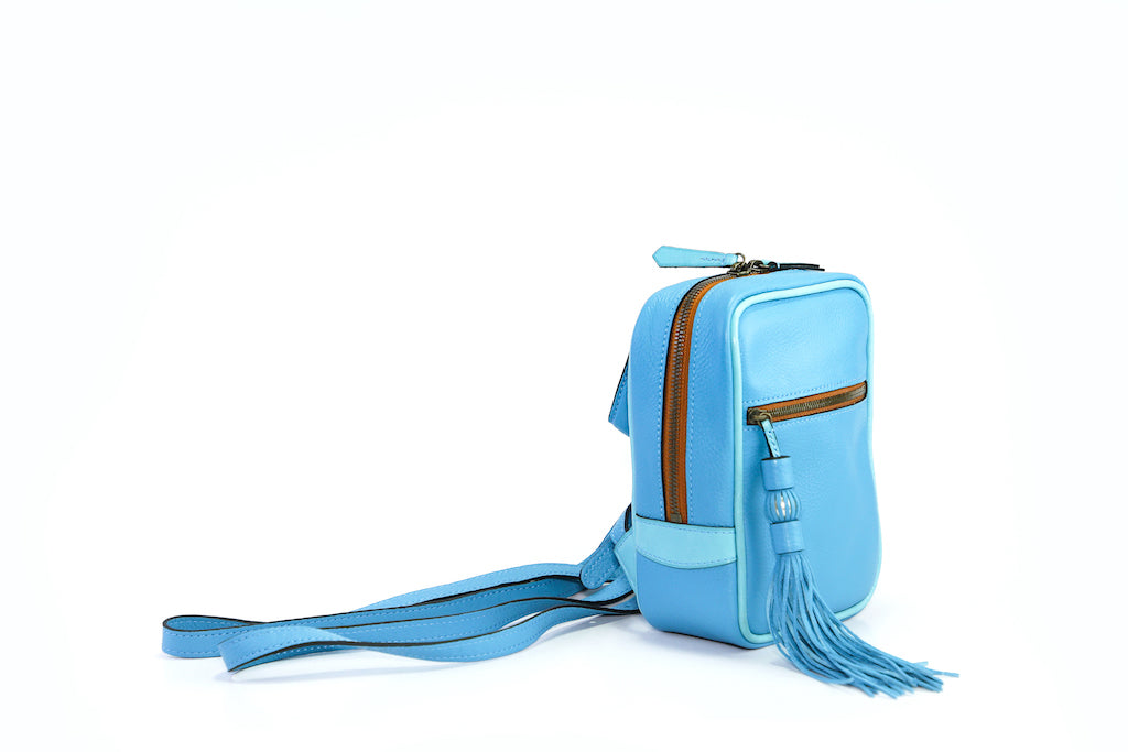 Elly leather mini backpack in light blue