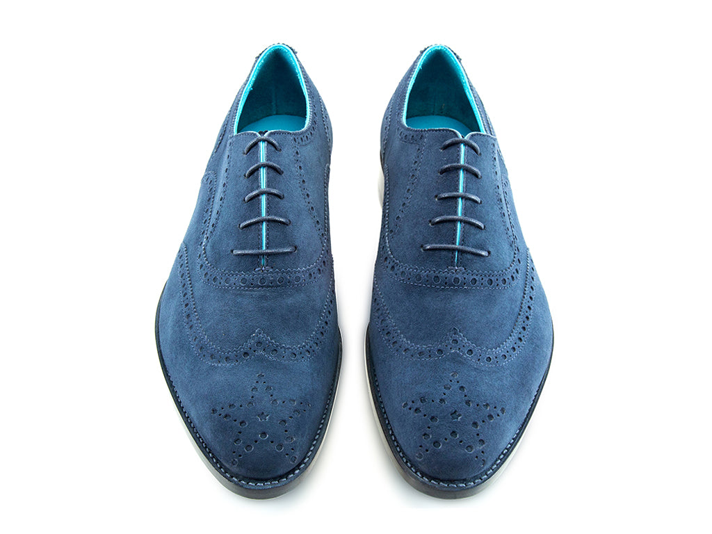 blue suede brogue shoes