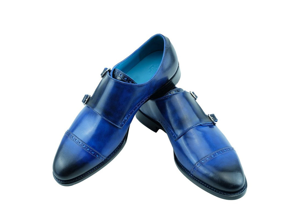 Diplomate monk shoes, royal blue hand 