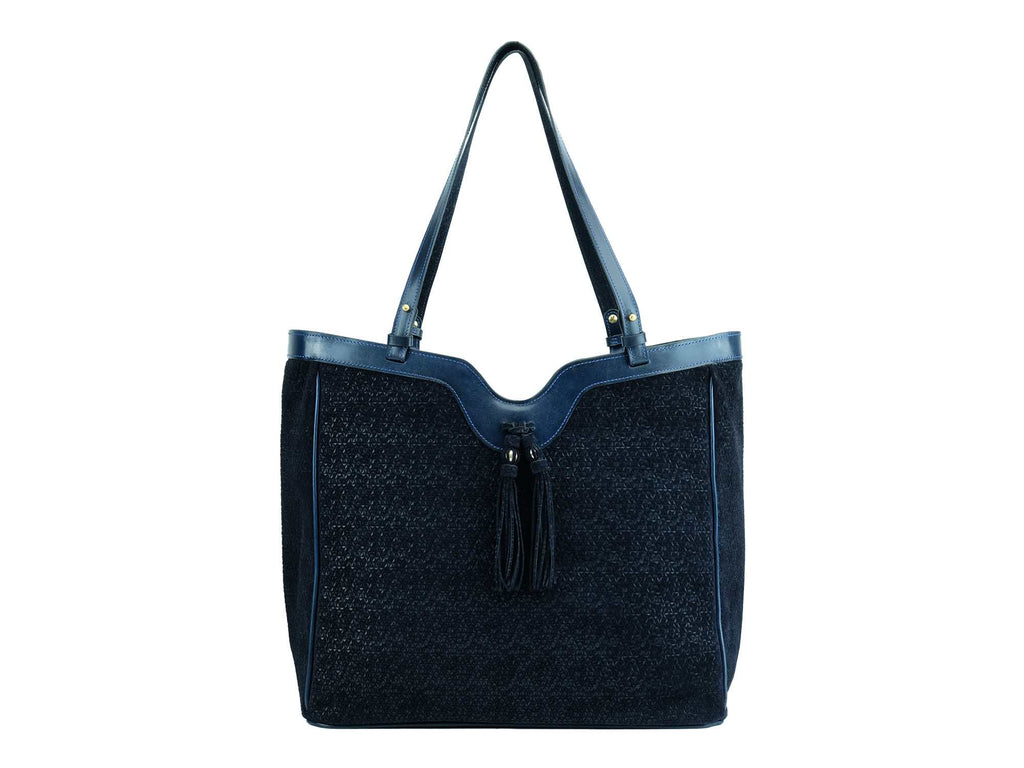 dark blue leather bag